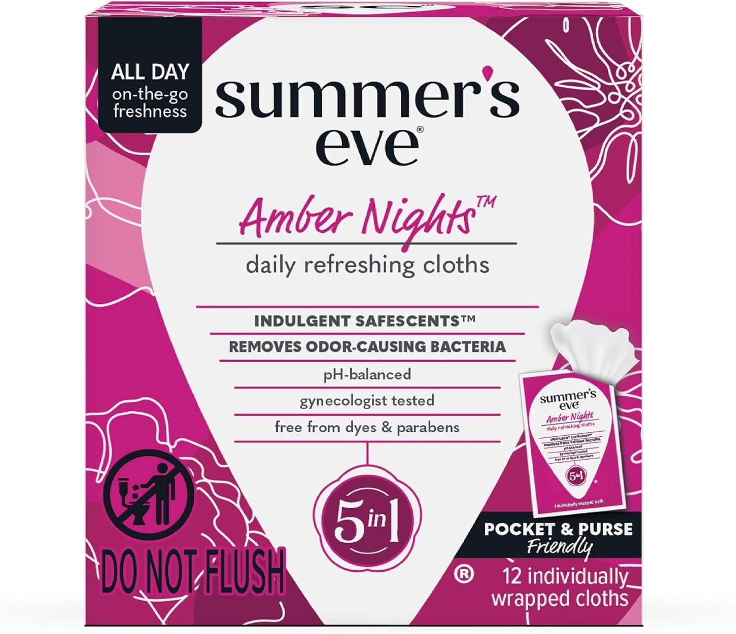 Summers Eve Amber Nights Feminine Wipes, with Gentle pH-Balanced Formula