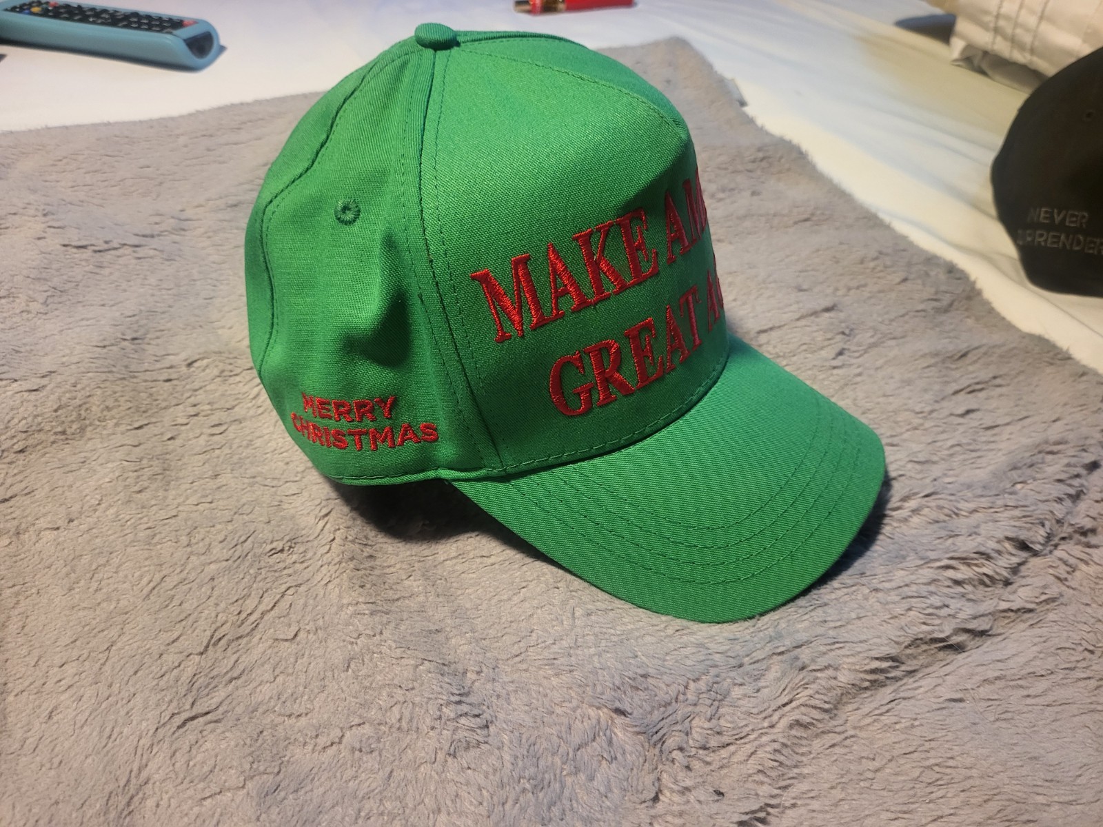 2024 OFFICIAL Donald Trump MAGA Merry Christmas HAT Green Charlie Kirk Cali-Fame