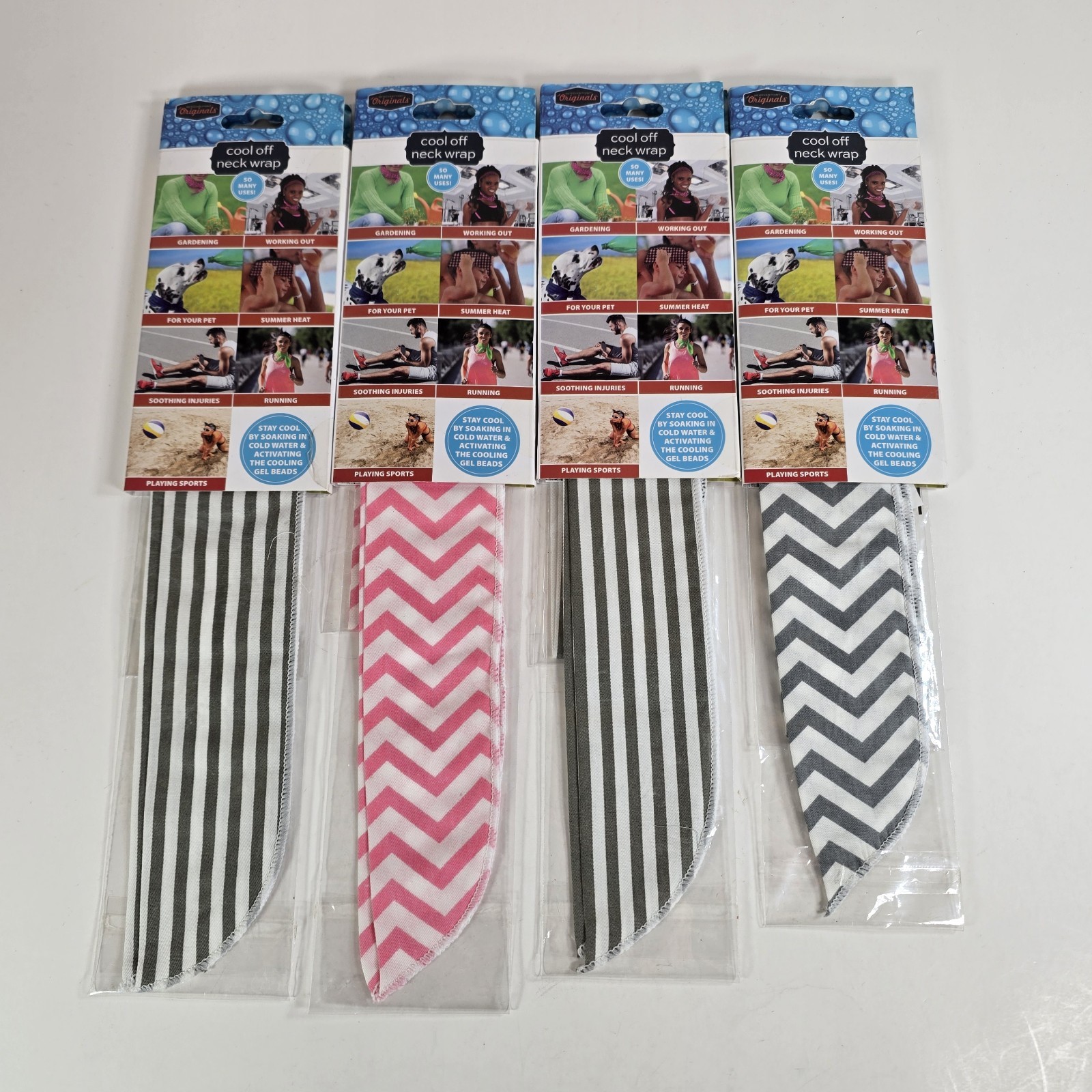 Cool Off Neck Wrap Cooling Bandana Gel Beads Heat Relief Lot Of 4