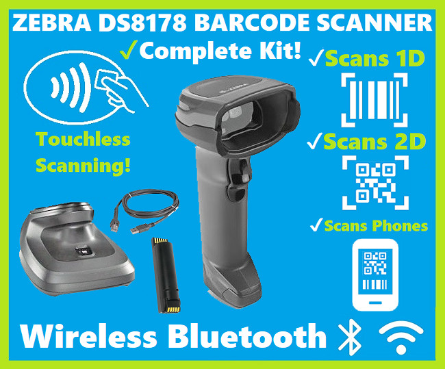 ✅Zebra DS8178 Wireless 2D Barcode Scanner Kit w/ Cradle, 123Scan Compatible!⭐🔥