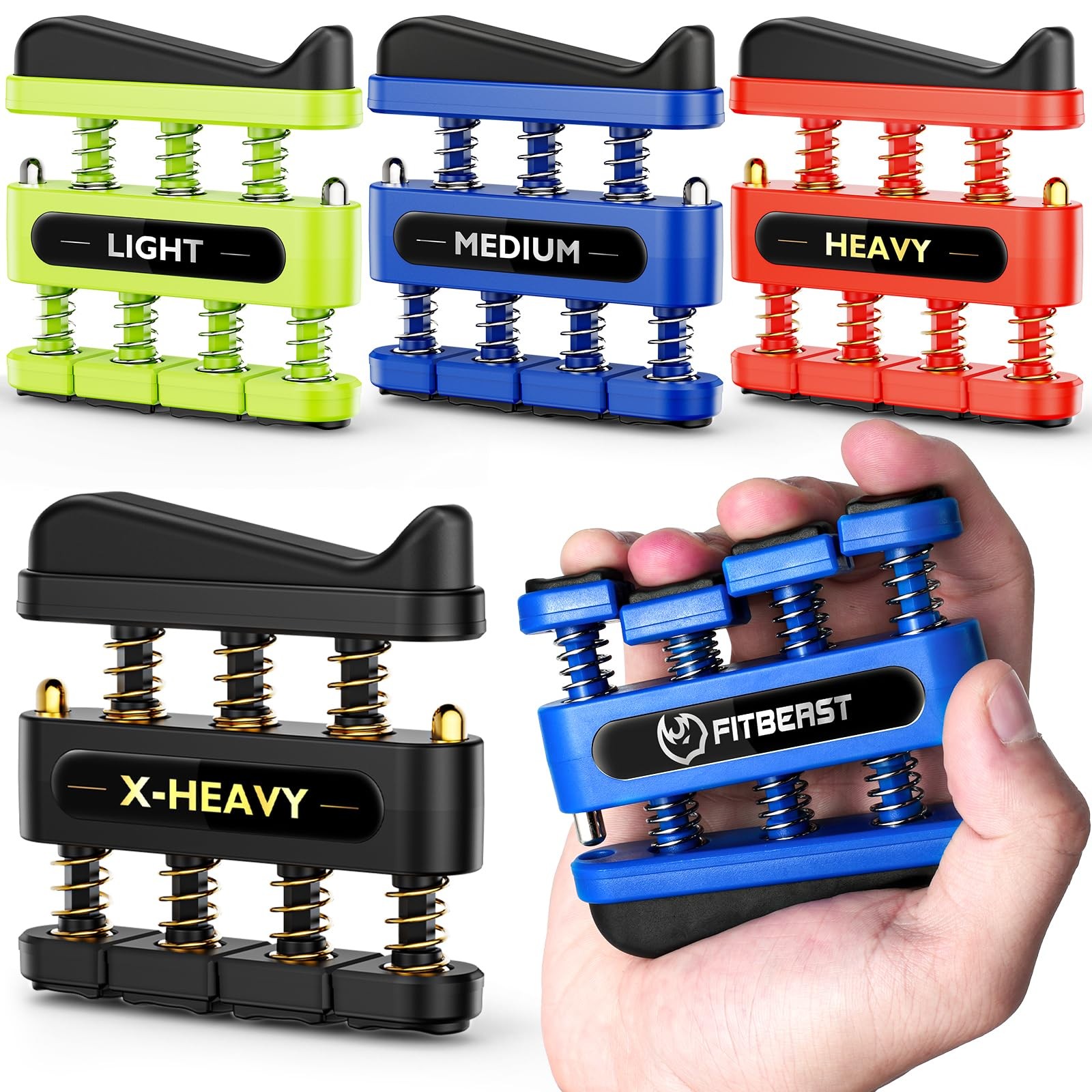 Finger Strengthener, Finger Exerciser 4-Pack, Hand Exerciser for Improve Dext...