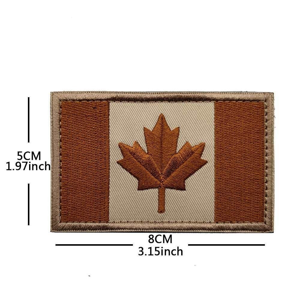 CANADA FL CANADIAN MAPLE LEAF TACTICAL EMBROIDERED HOOK LOOP PATCH DESERT TAN