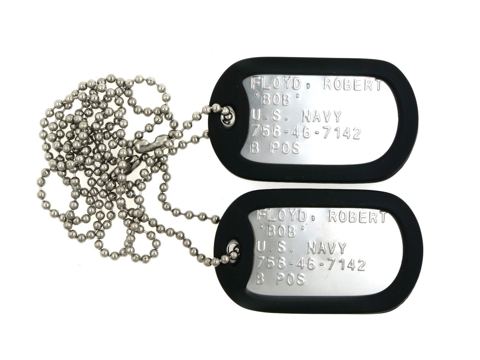 'BOB' Top Gun Stainless Steel Military Dog Tags Cosplay Halloween Costume