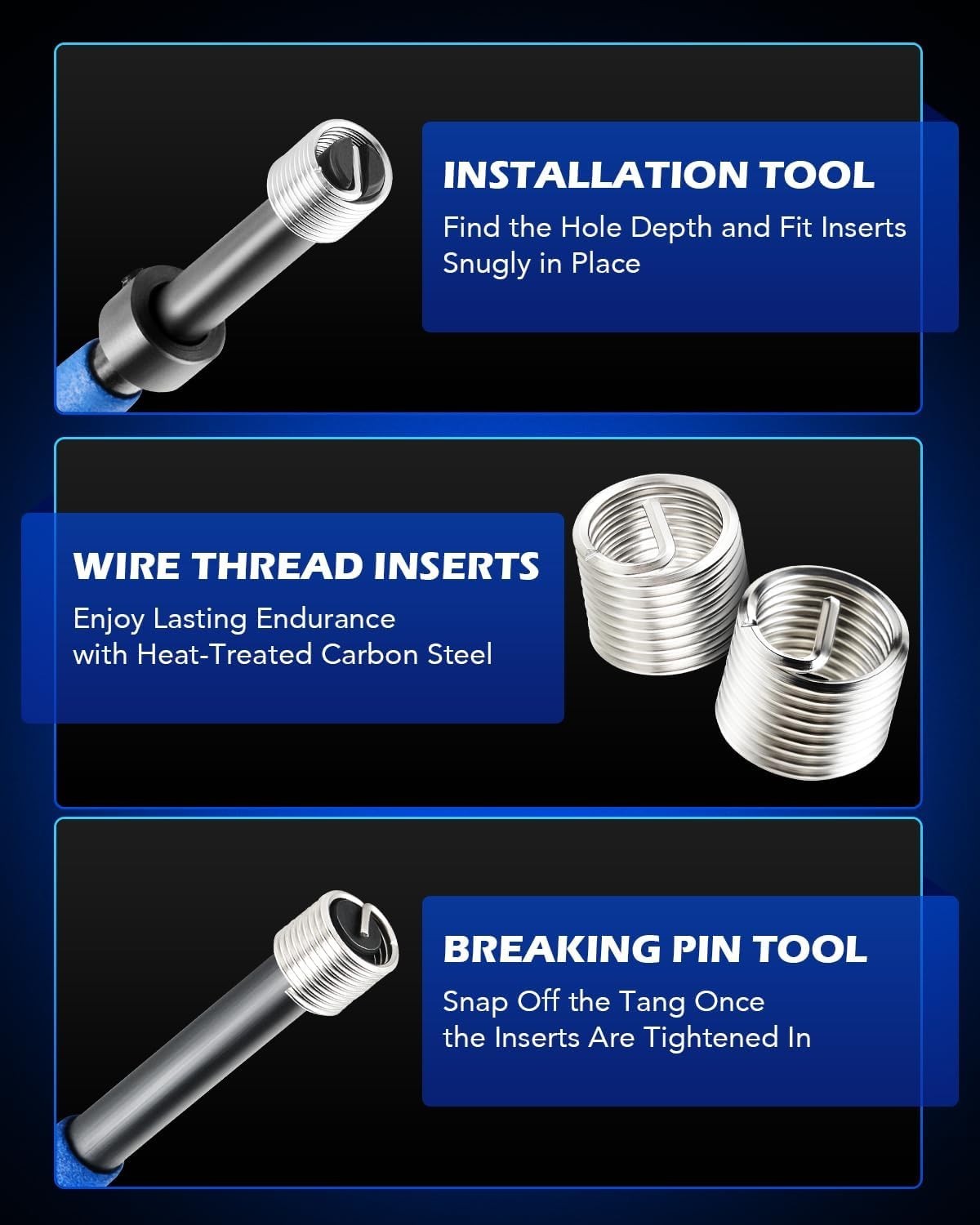 Professional M6 Thread Repair Kit - 30 Stainless Steel Inserts & HSS Drill
