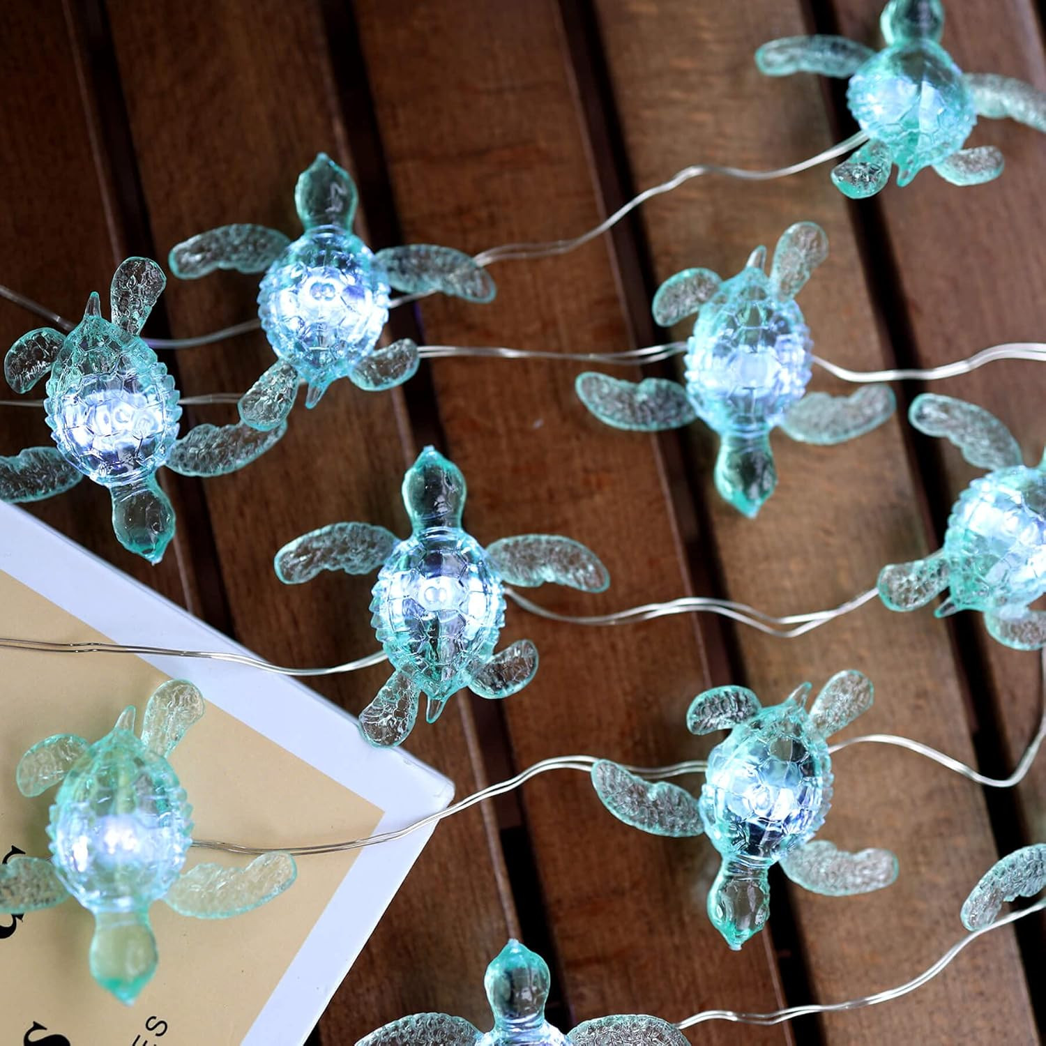 Beach Theme -Cute Green Sea Turtle String Lights- Ocean Fairy Decorative Lights-