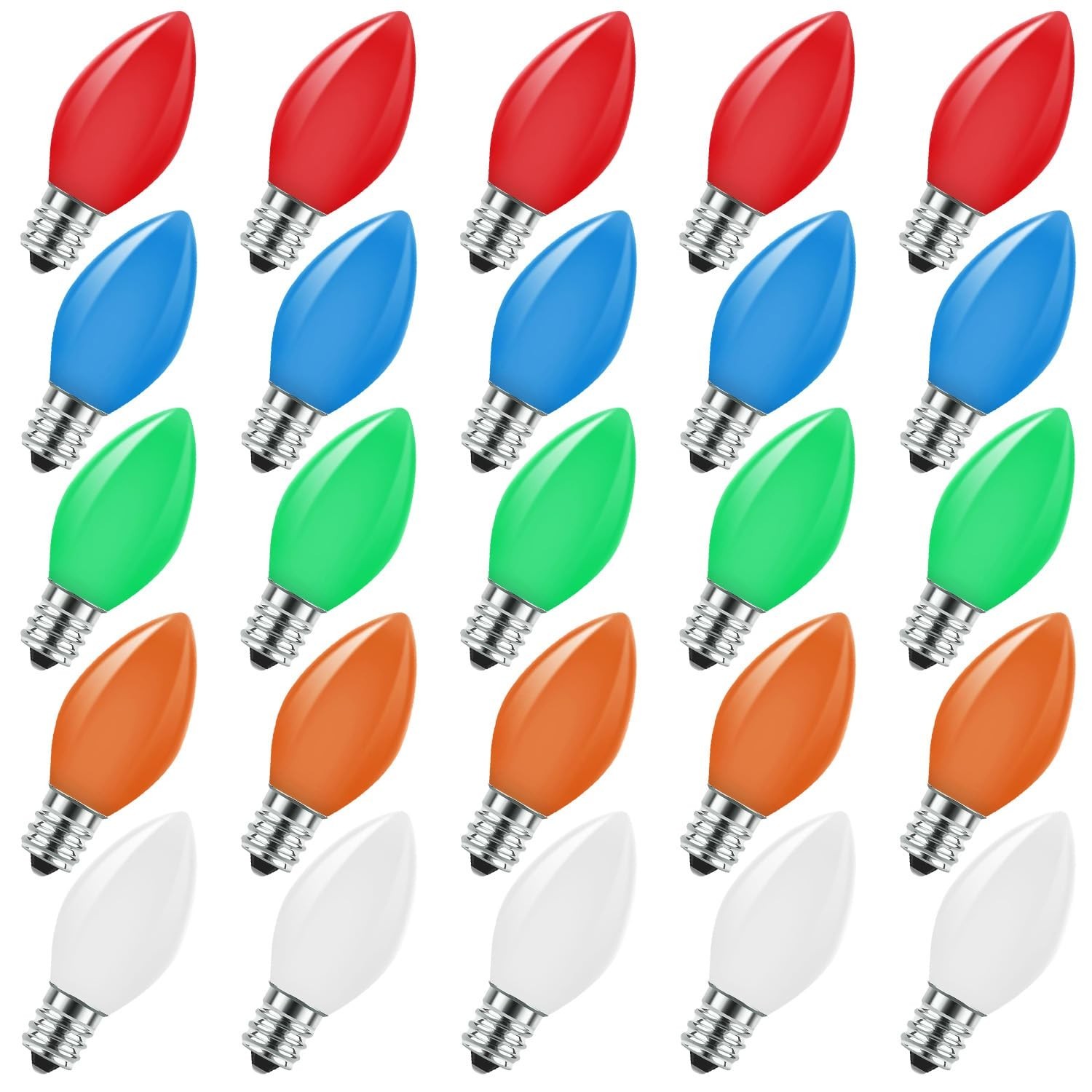 Chritsmas Multicolor C9 LED Replacement Bulbs,25 Pack Colored Plastic Shatter...