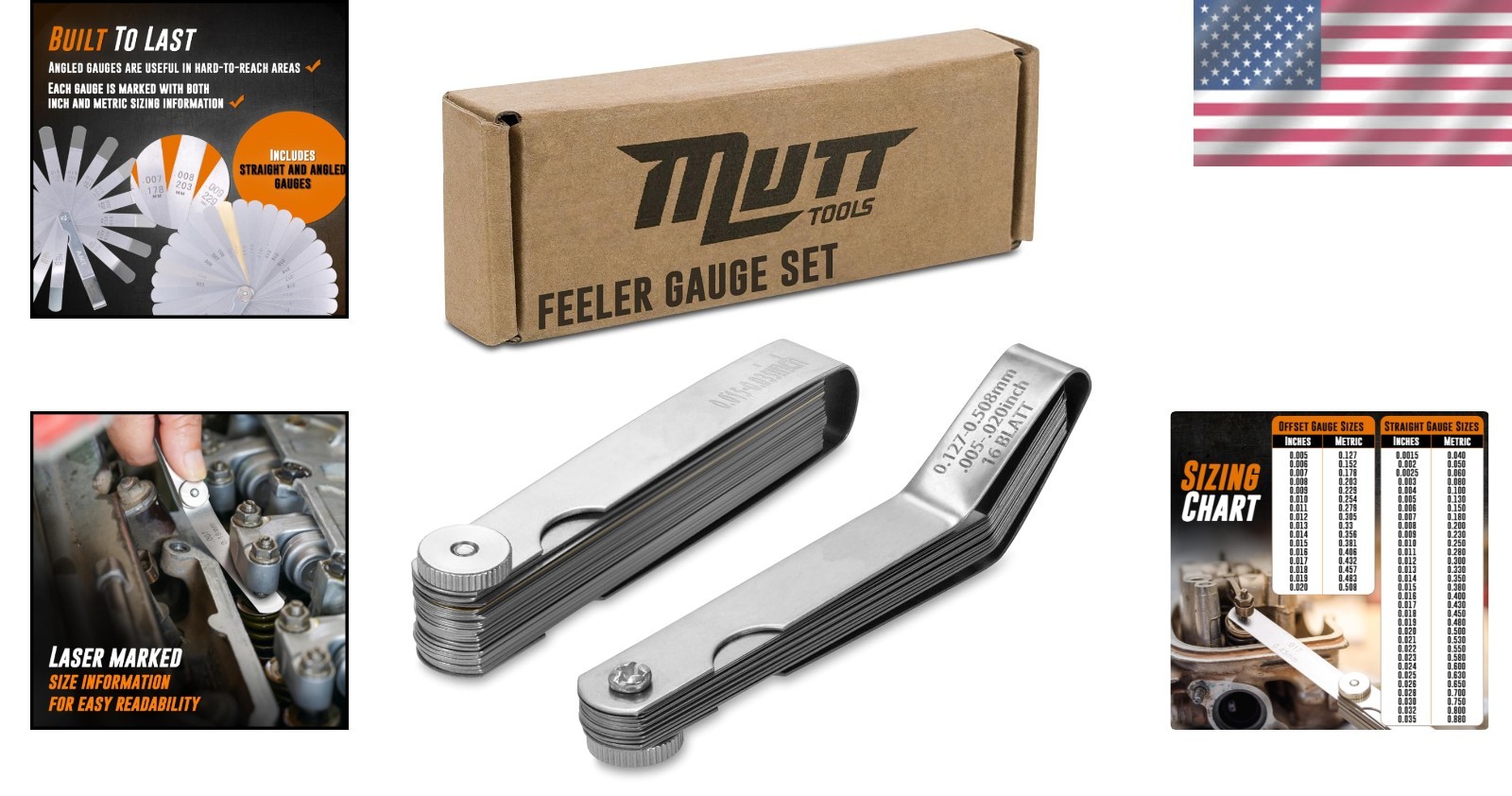 Automotive Essential: Mutt Tools 2pc Feeler Gauge Set with Clear Readability