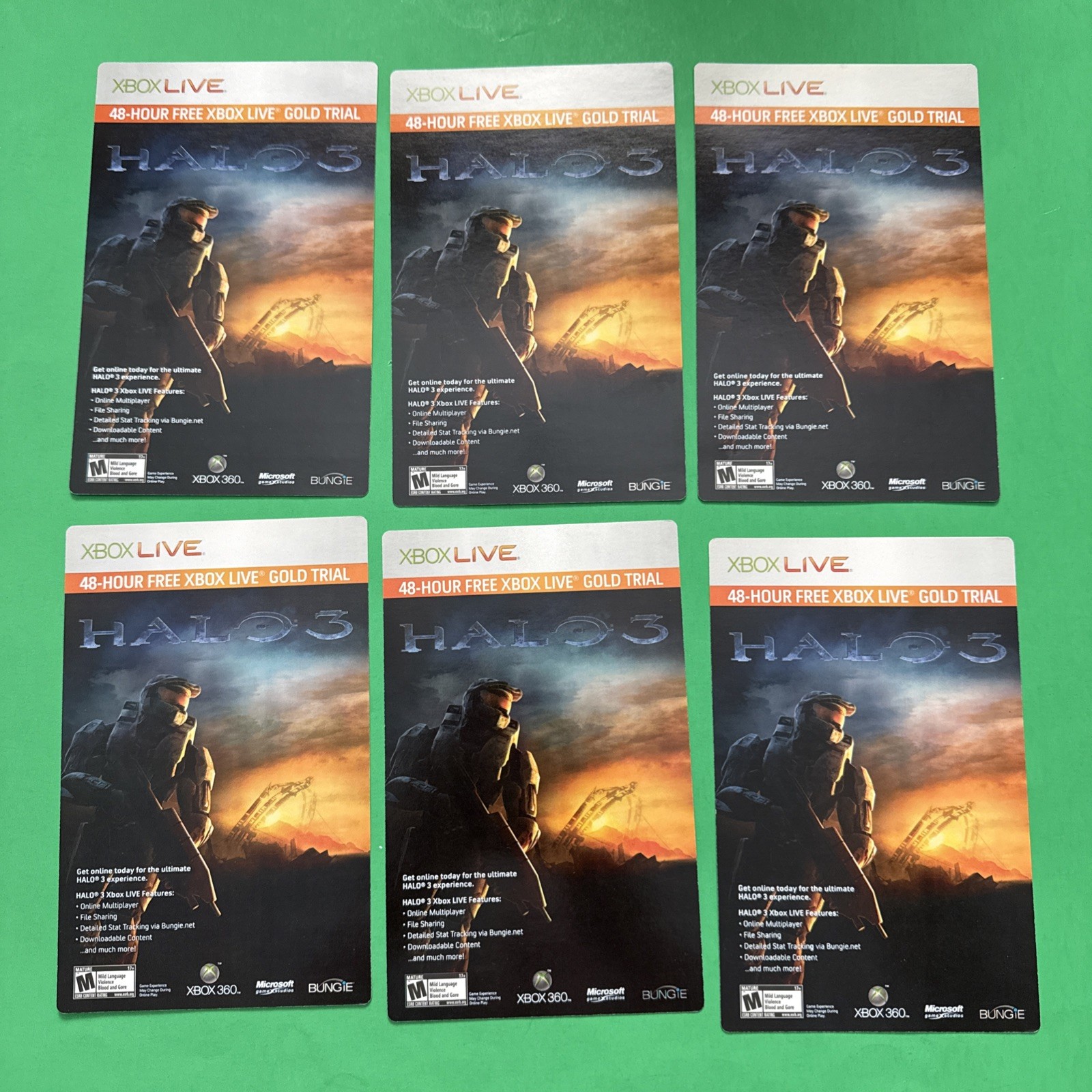 Expired Unused/Unscratched Halo 3 XBOX 360 Live Gold 48 Hours Trial Lot Inserts