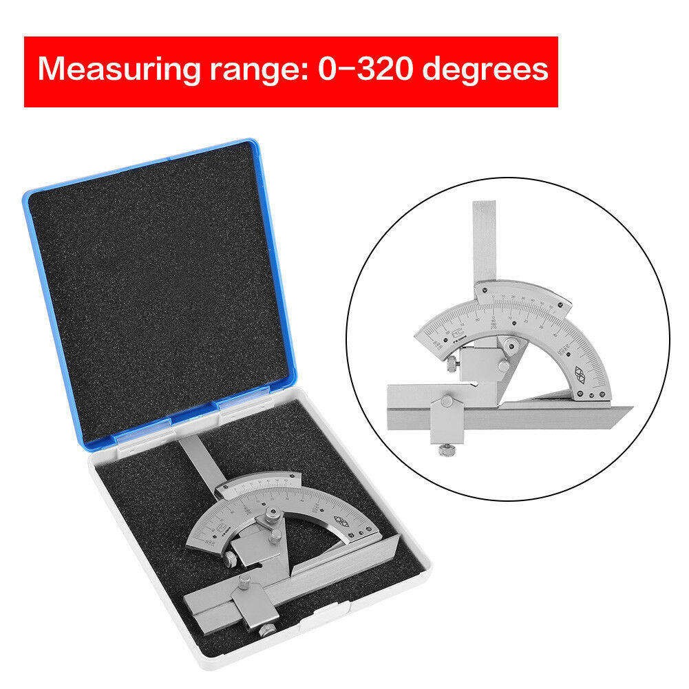 Carbon Steel Fine Tuning Angle Finder Ruler 0-320° Bevel Protractor Meter AO