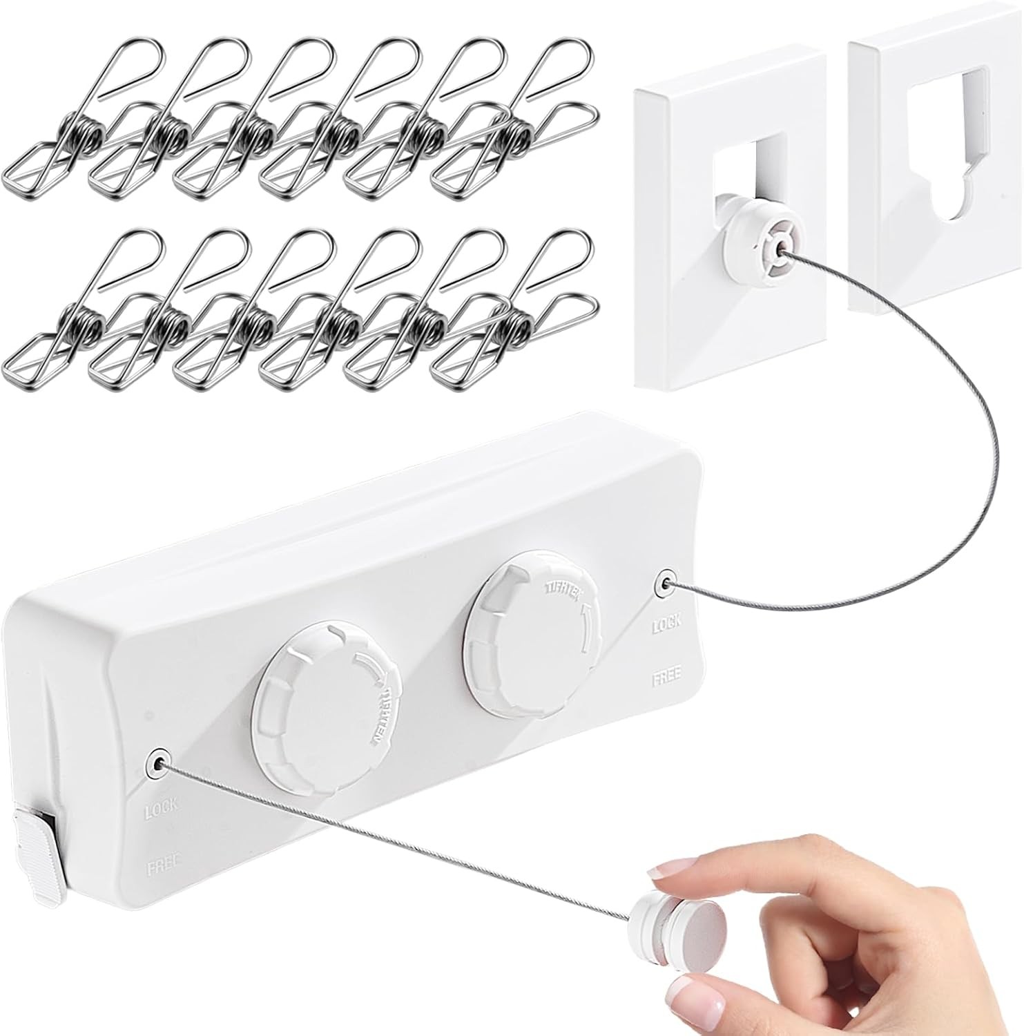 Heavy Duty Retractable Clothesline 44lb Capacity Dual Stainless