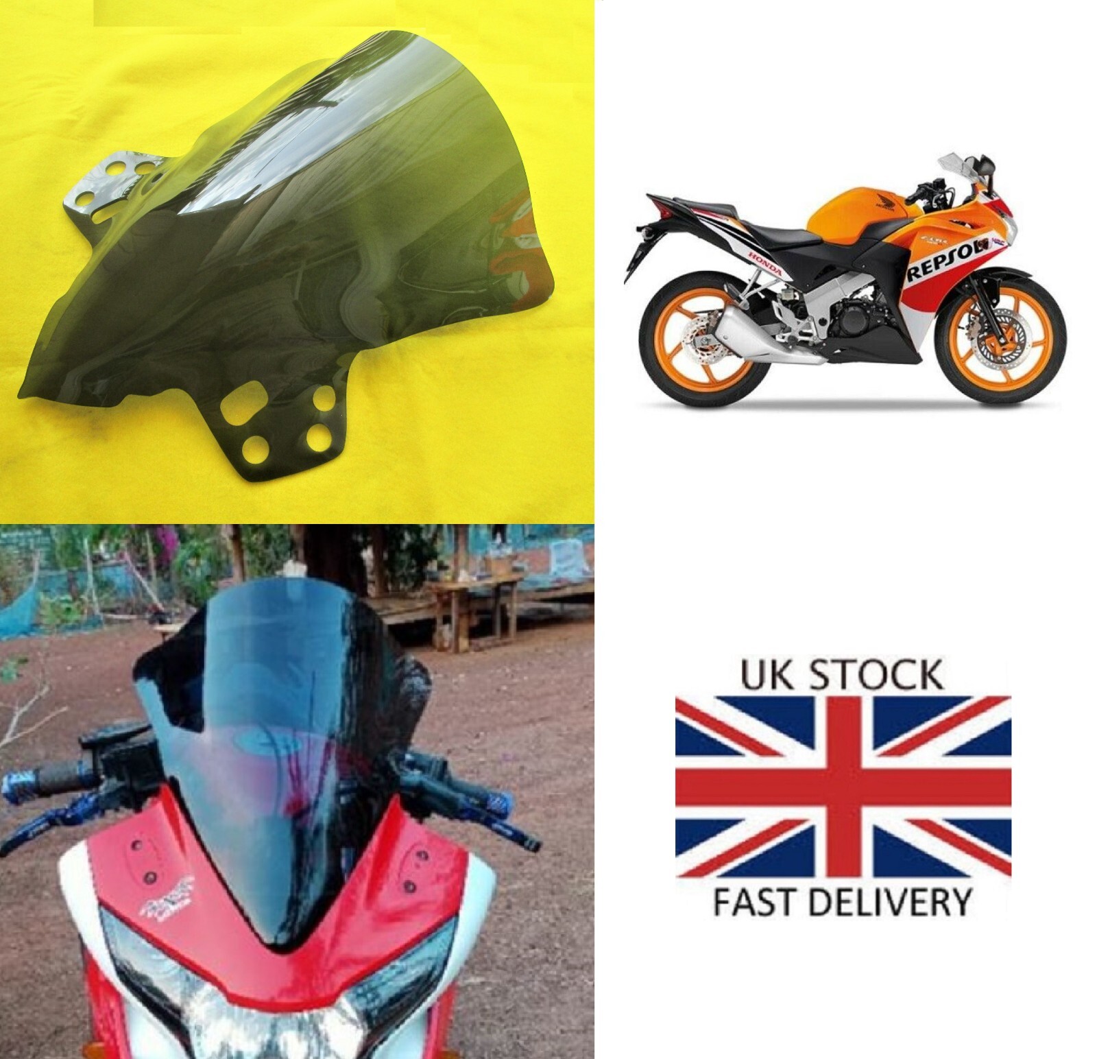 Honda CBR125 R Screen Double Bubble Windscreen Visor Black Tinted 2011 - 2020
