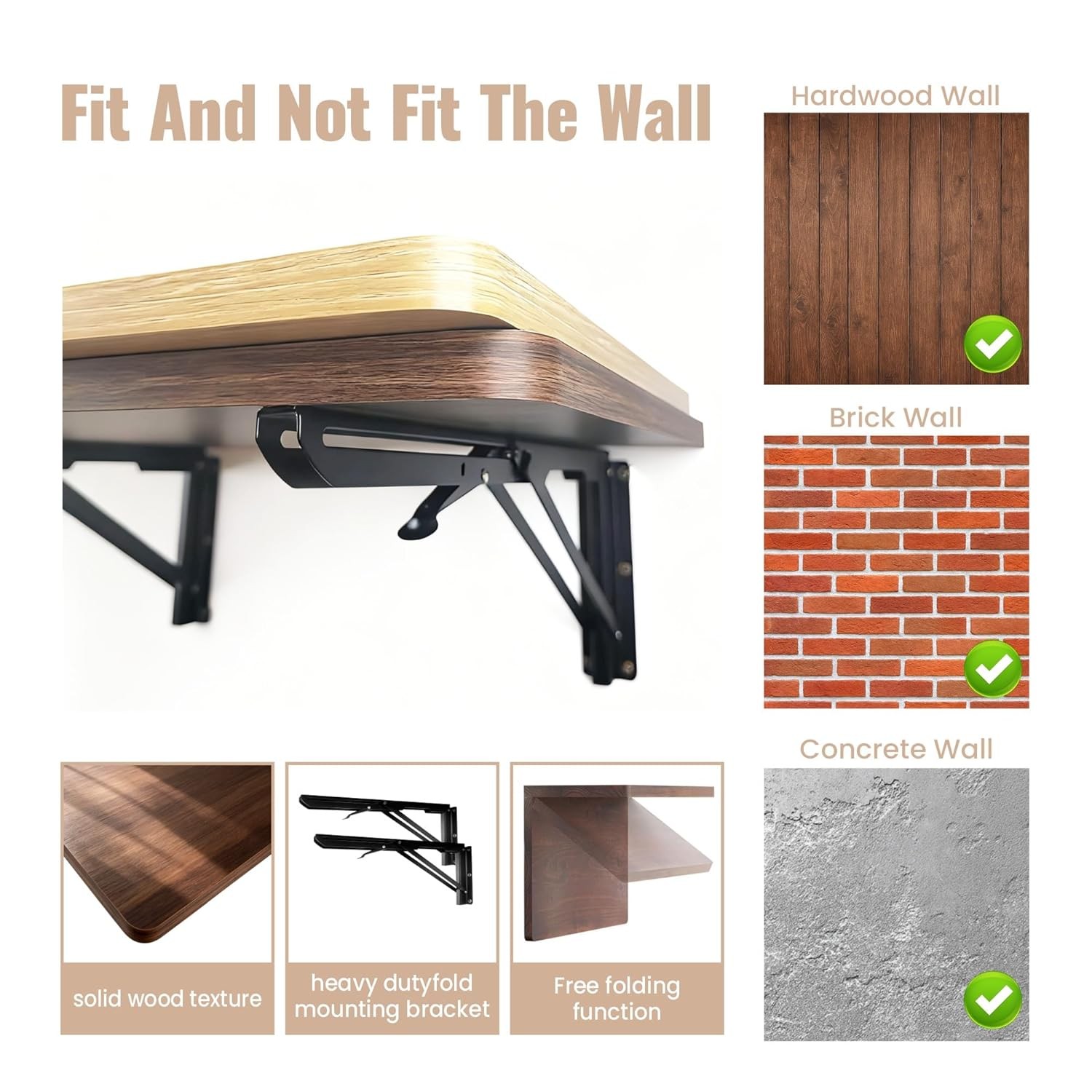 Wall Mounted Folding Workbench 31.5" Heavy Duty Garage Workbench 100 LBS