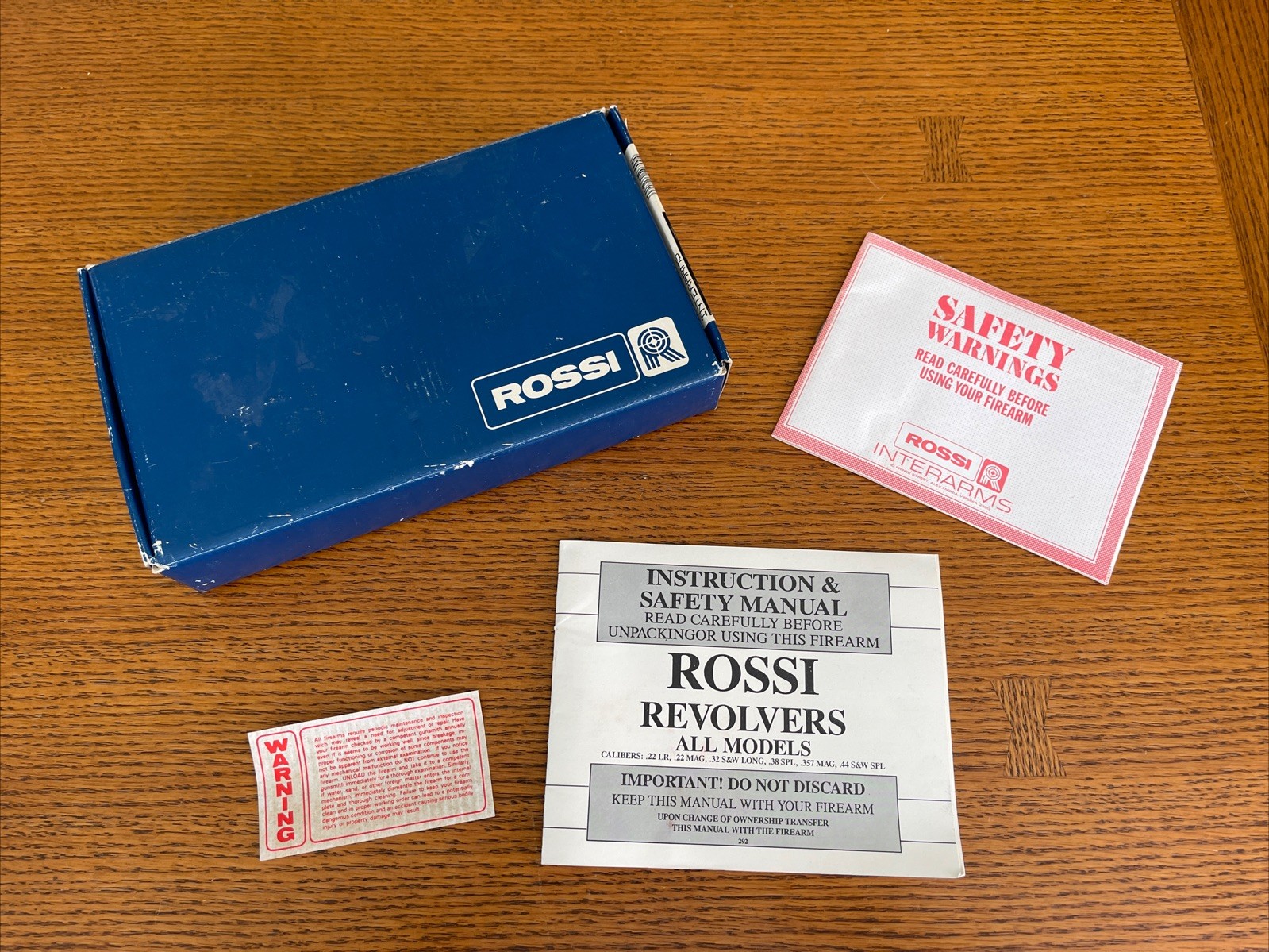 Interarms Rossi Model M971 Original Box w/Plastic Bag, Manual, Papers & Receipt