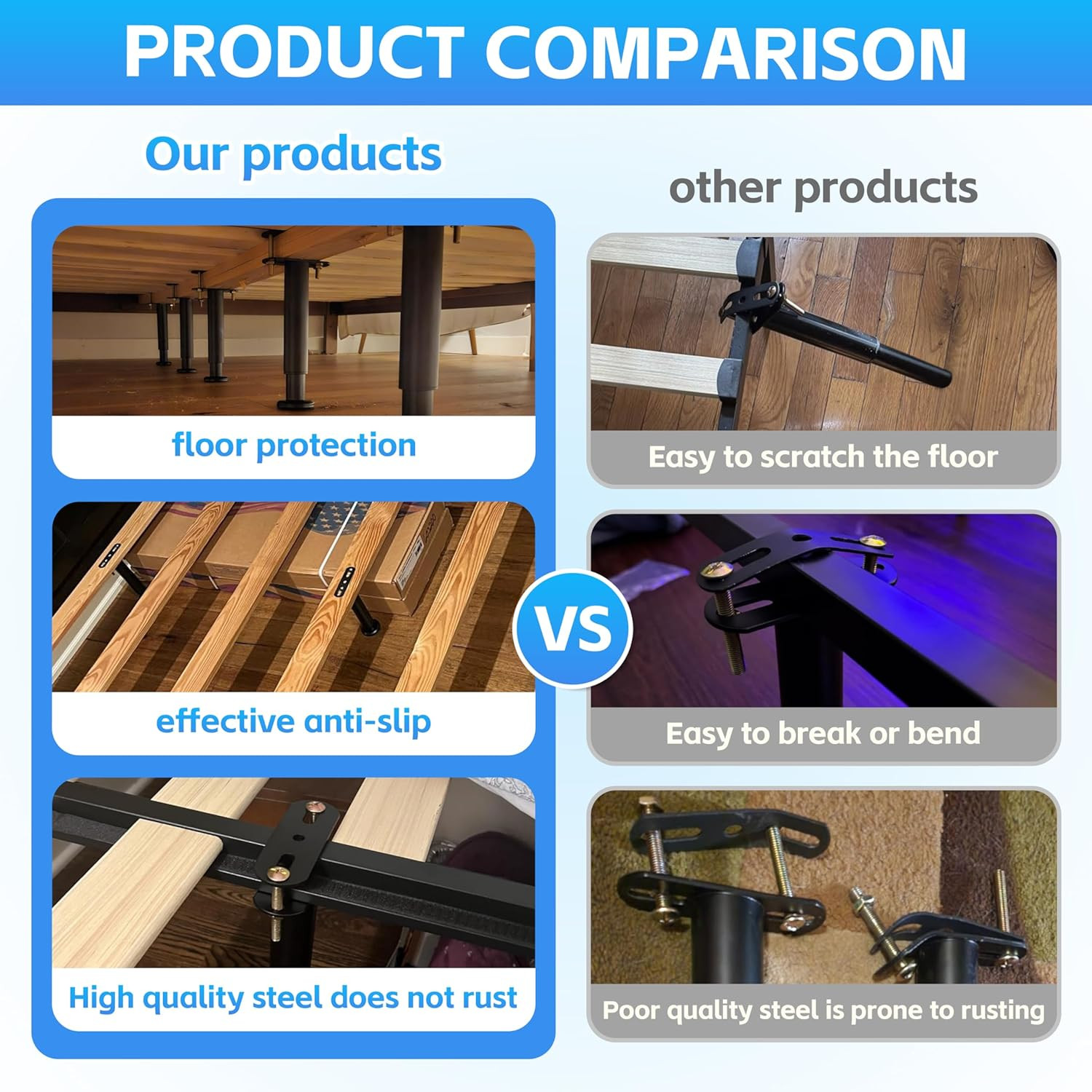 2-Pack Bed Frame Support Legs Stabilizer Replacement Universal Slat Reinforce...