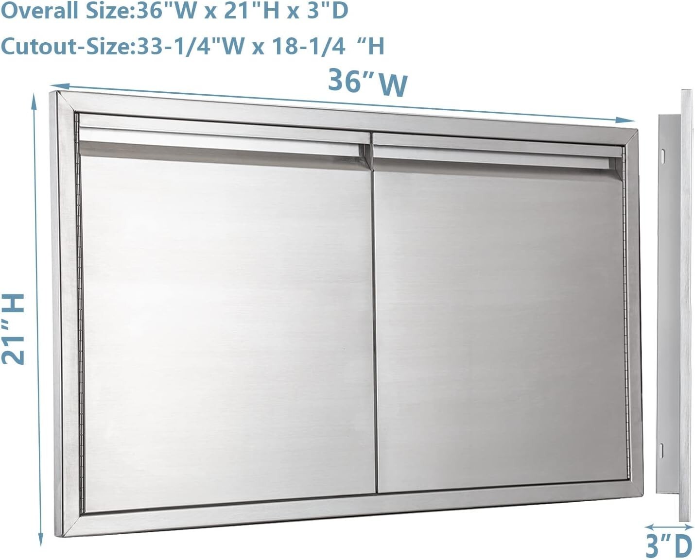 Double Outdoor Kitchen Door 36W 21H BBQ Access Door Stainless Steel