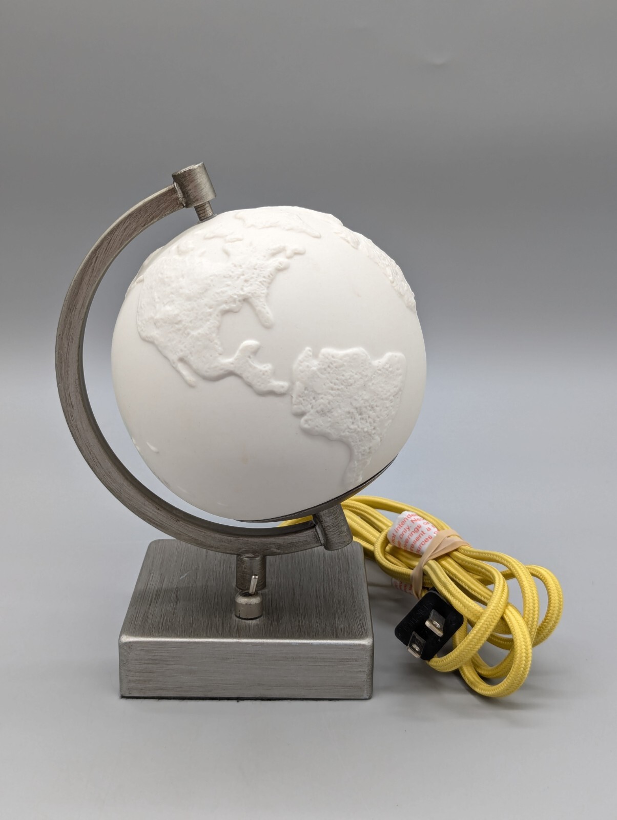 Hearth & Hand Magnolia LED White Silver Mini World Globe Nightlight 9" Works