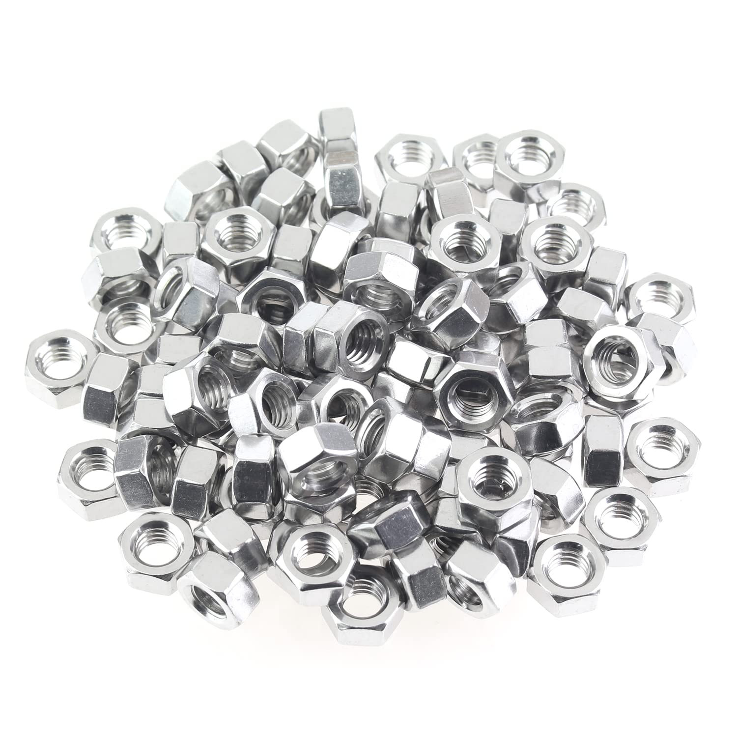 50 Pieces 1/4"-20 Stainless Steel Hex Nuts, 304 Stainless Steel (18-8) Hexagon N