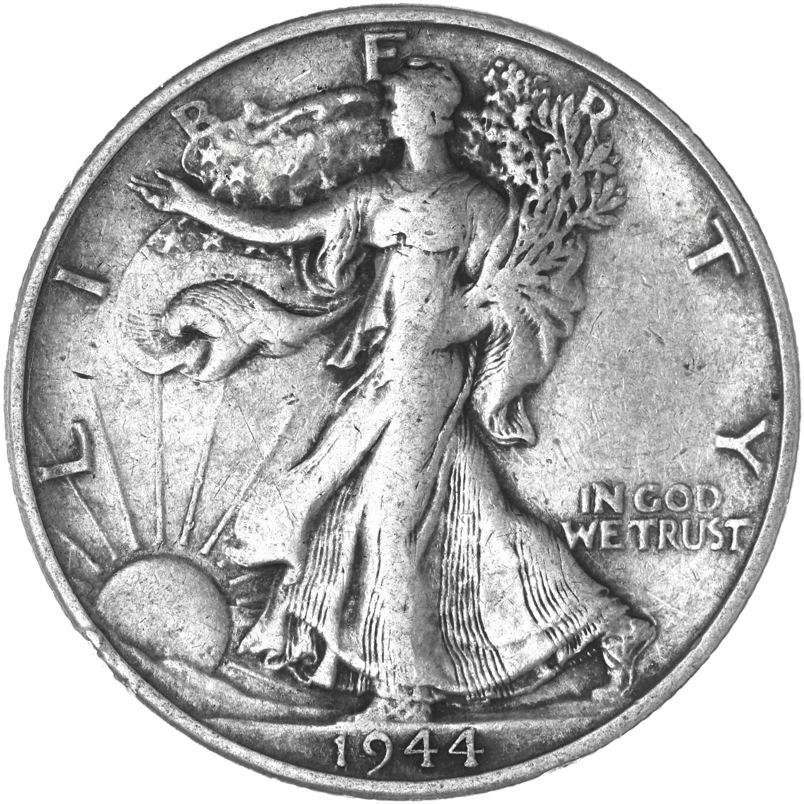 1944 S Walking Liberty Half Dollar Very Fine 90% Silver