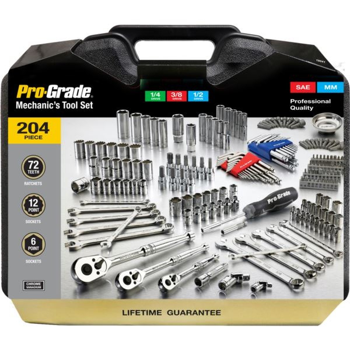 Allied 19041 Pro-Grade 204pc Mechanics Tool Set SAE Metric w/ Case