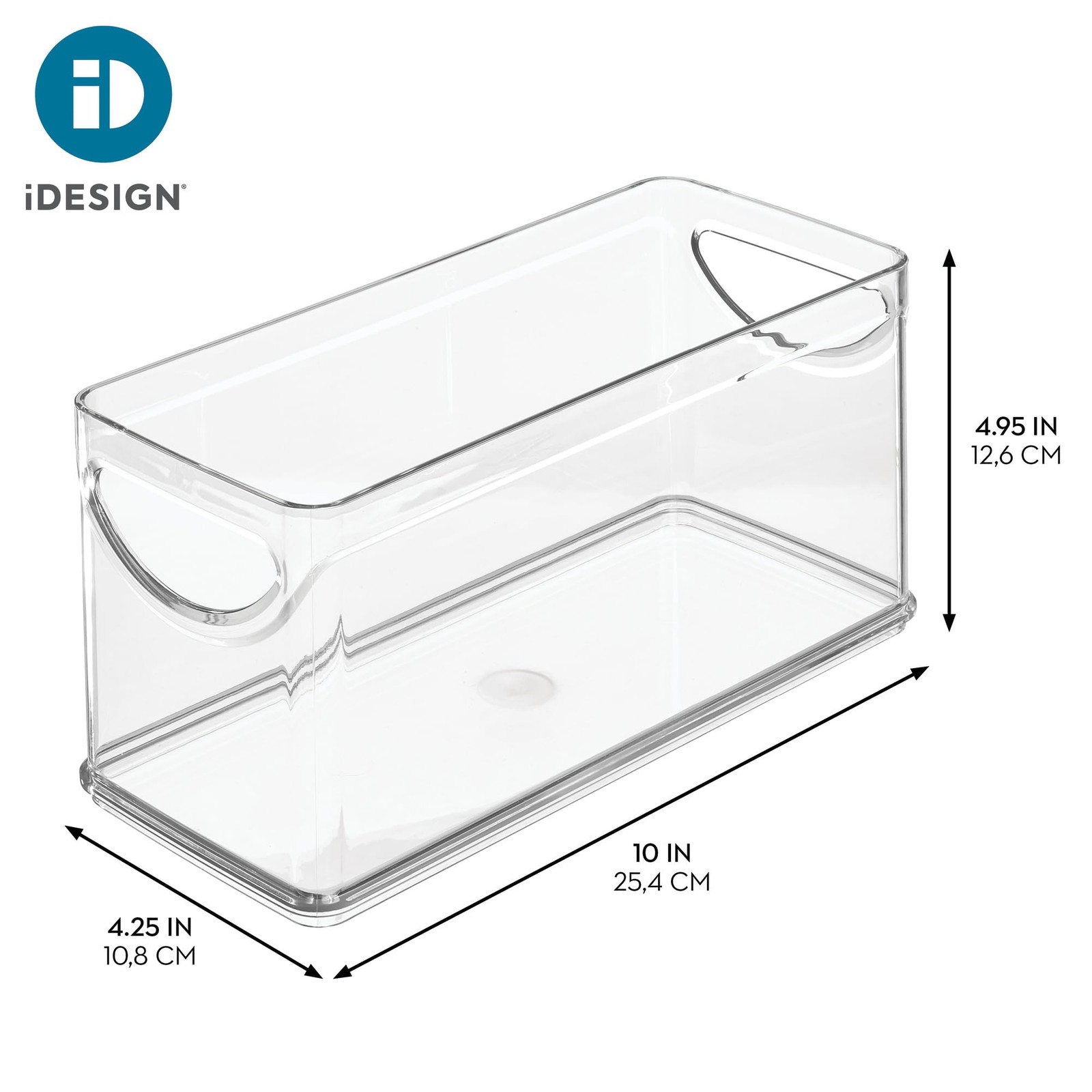 iDesign Plastic Bin, 10" x 4.25" x 5", Clear Large,