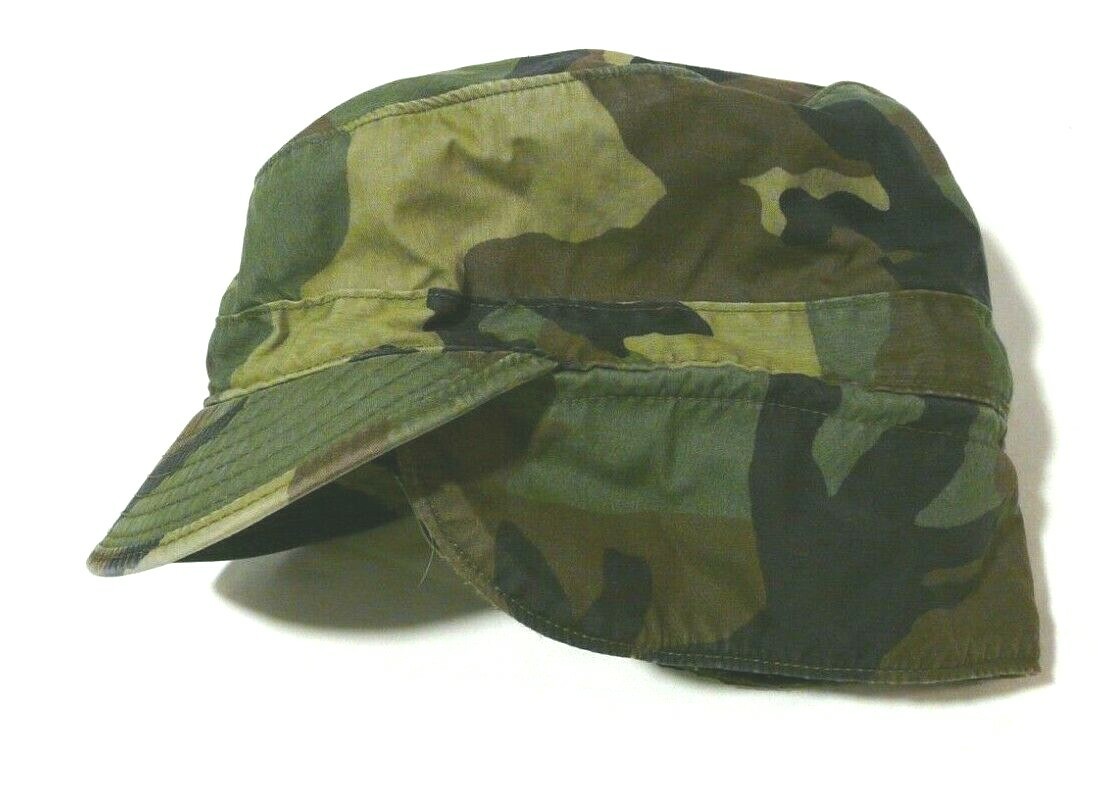 US ARMY Military Class 1 Woodland Camouflage Pattern Cap Hat Ear Flap Size 7