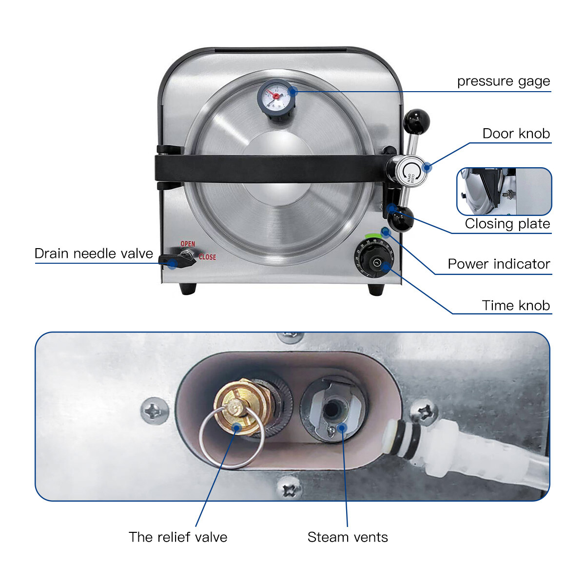 Medical Dental Autoclave Vacuum Steam Sterilizer with Printer/Drying Function