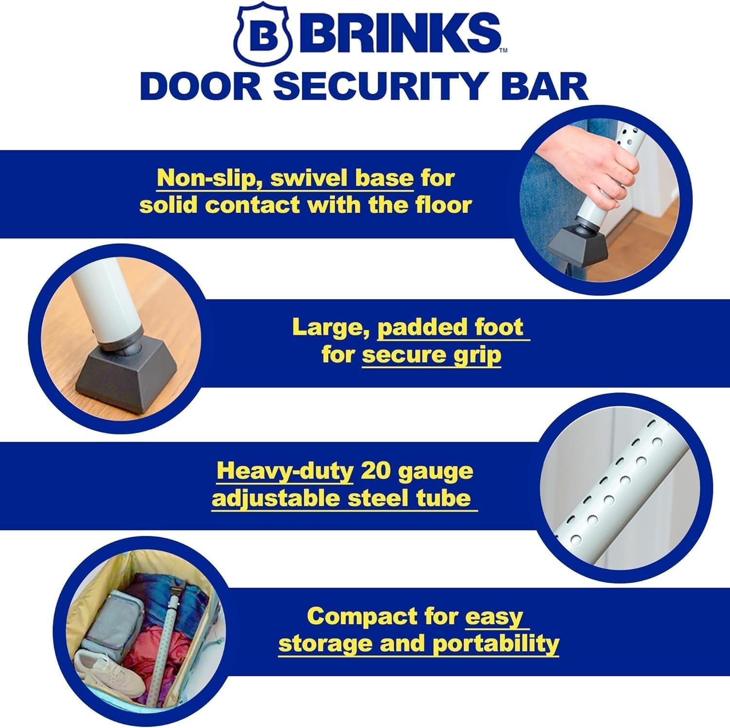 Dorm Room Door Jammer - Easy Installation - Silver - 2 Pack