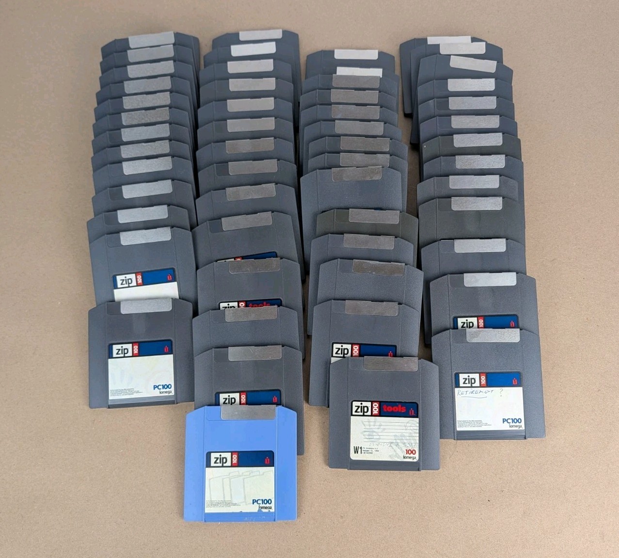 Lot of 55 Vintage Iomega Zip Drive Disks 100MB Recorded Media Mixed IBM ZIP100