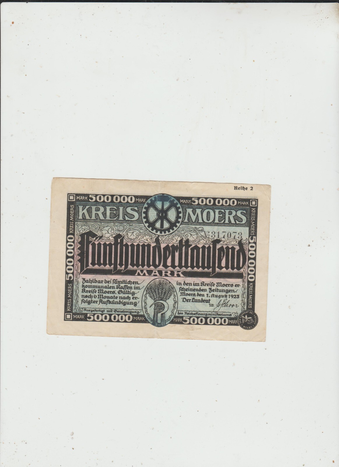 KREIS MOERS 500,000   MARK  1923
