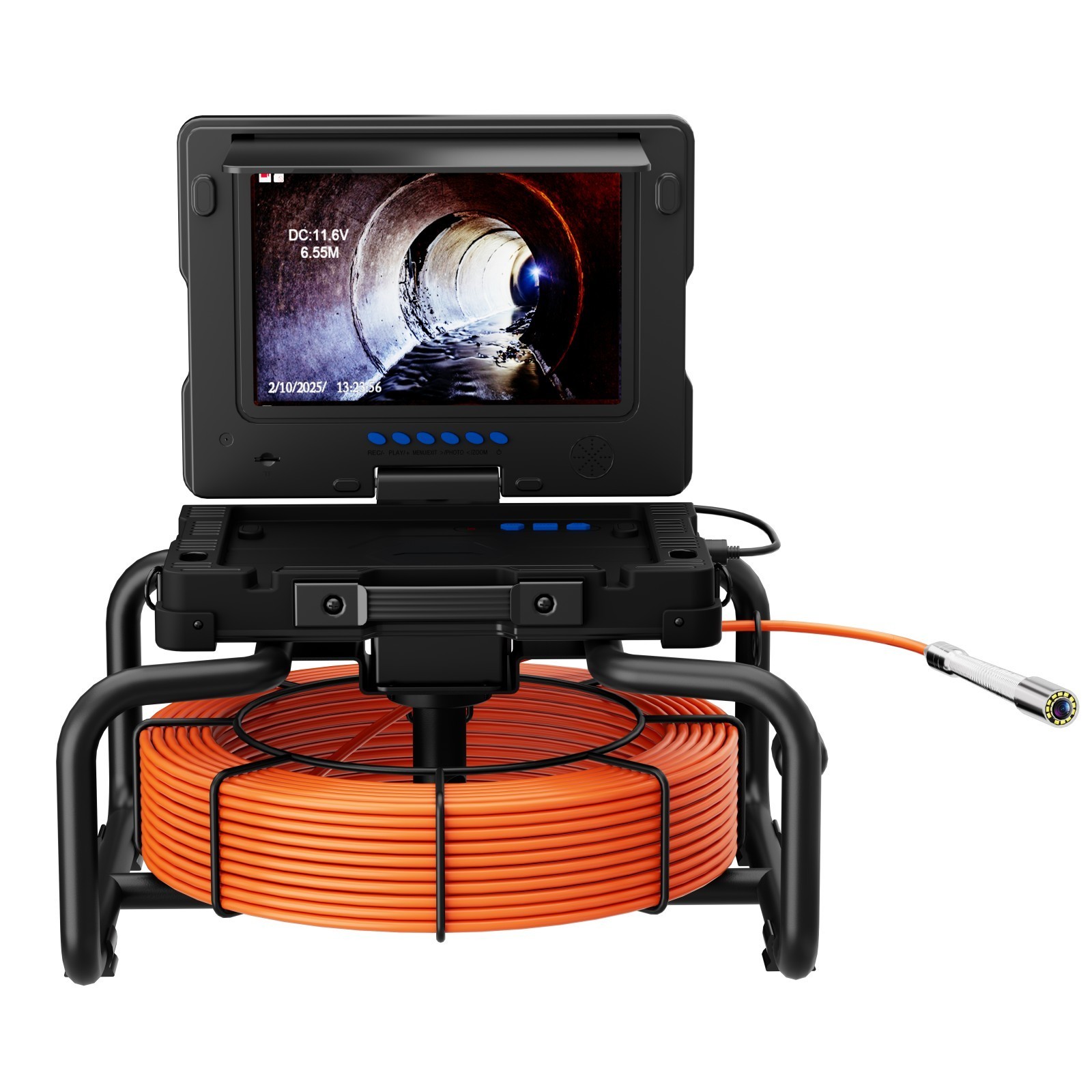 9" Pipe Inspection Camera 7mm Diameter 23MM 512HZ Self-leveling Meter Counter