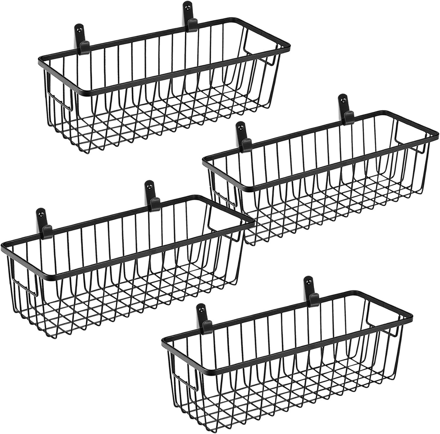 4 Pack Farmhouse Metal Wire Wall Mount Baskets Rustic Hanging Storage Organizer