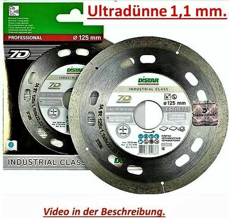 Diamond Cutting Disc for Tiles, Ceramic 1A1R 125x1.1x8x22.23 Ultrathin 1.1 mm!