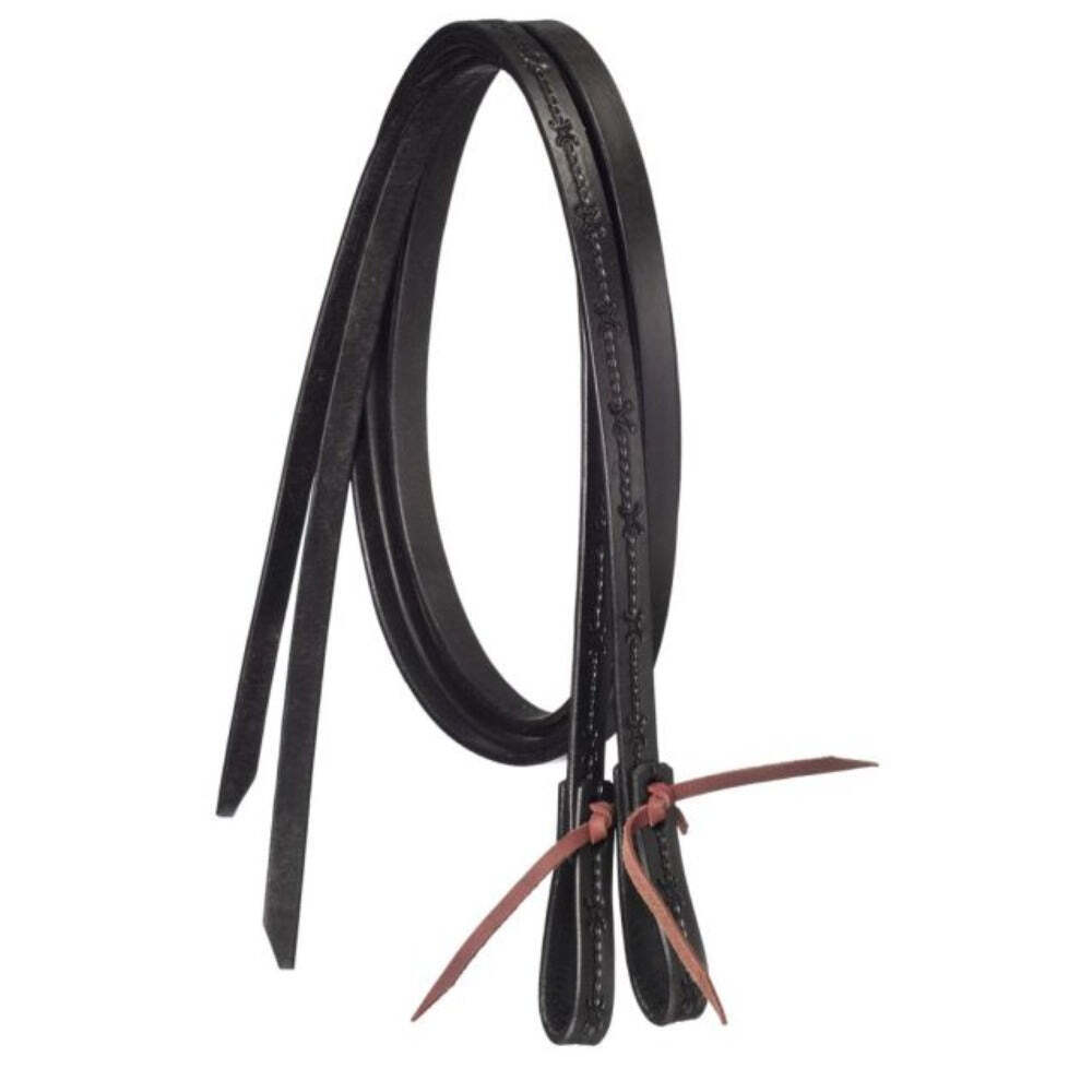 New! 8' foot Premium leather BARBED WIRE SPLIT REINS w/ Water loop bit ends