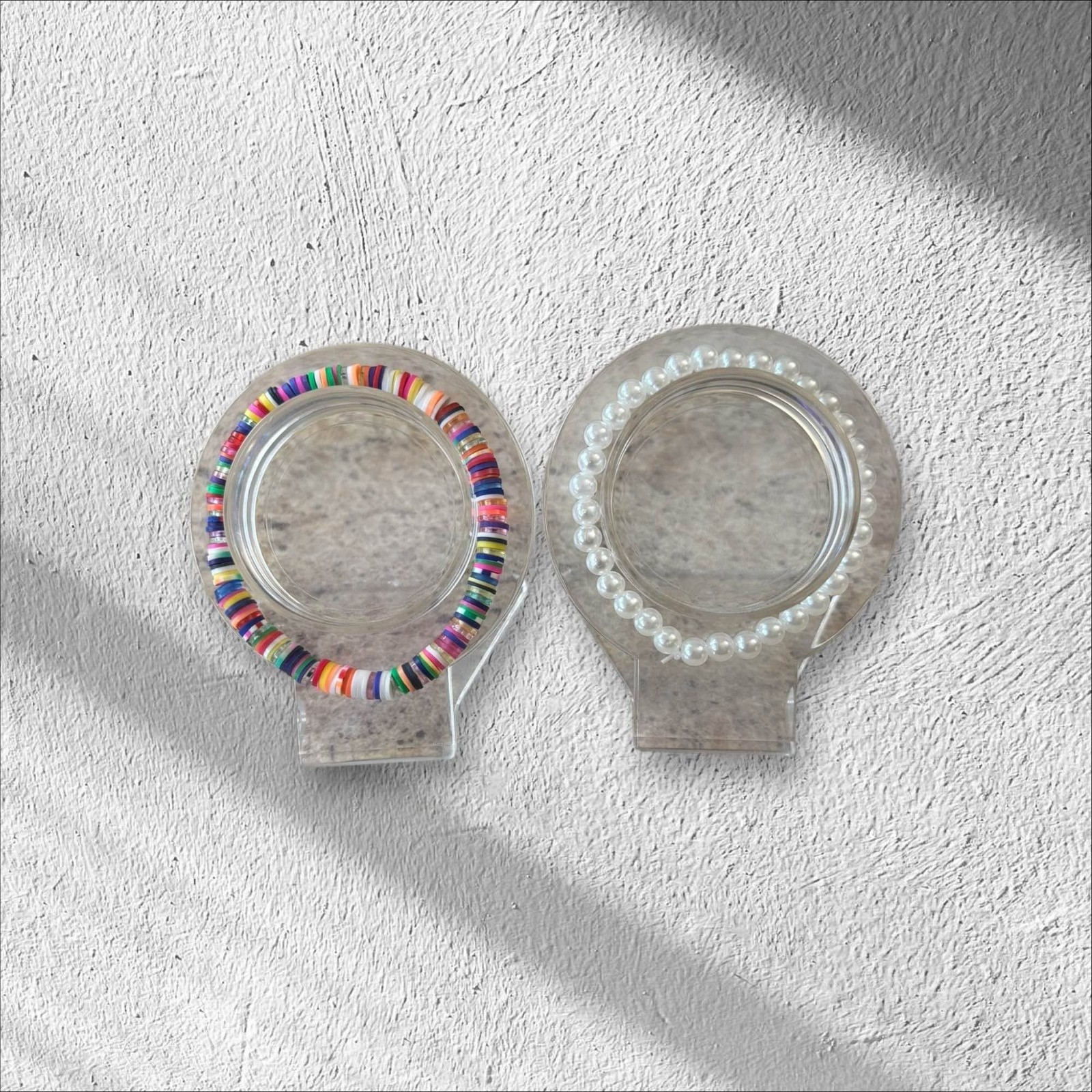 Handmade Stretch Bracelet Pair Multicolor 0195