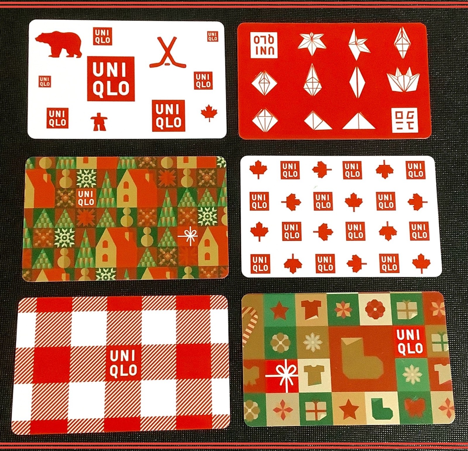 🇨🇦 CANADA 🇨🇦 UNIQLO CHRISTMAS GIFT CARD —— LOT OF 6 CARDS — NEW