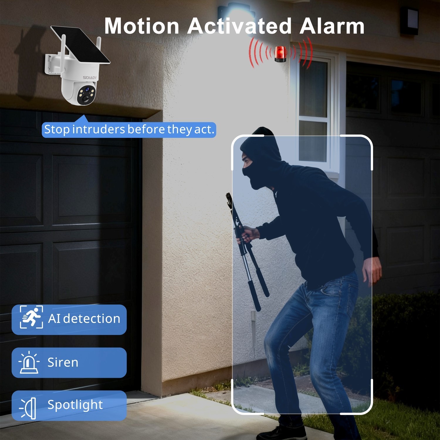 Solar Battery Powered Camera WiFi6 Wireless Security System PTZ Outdoor 2PACK