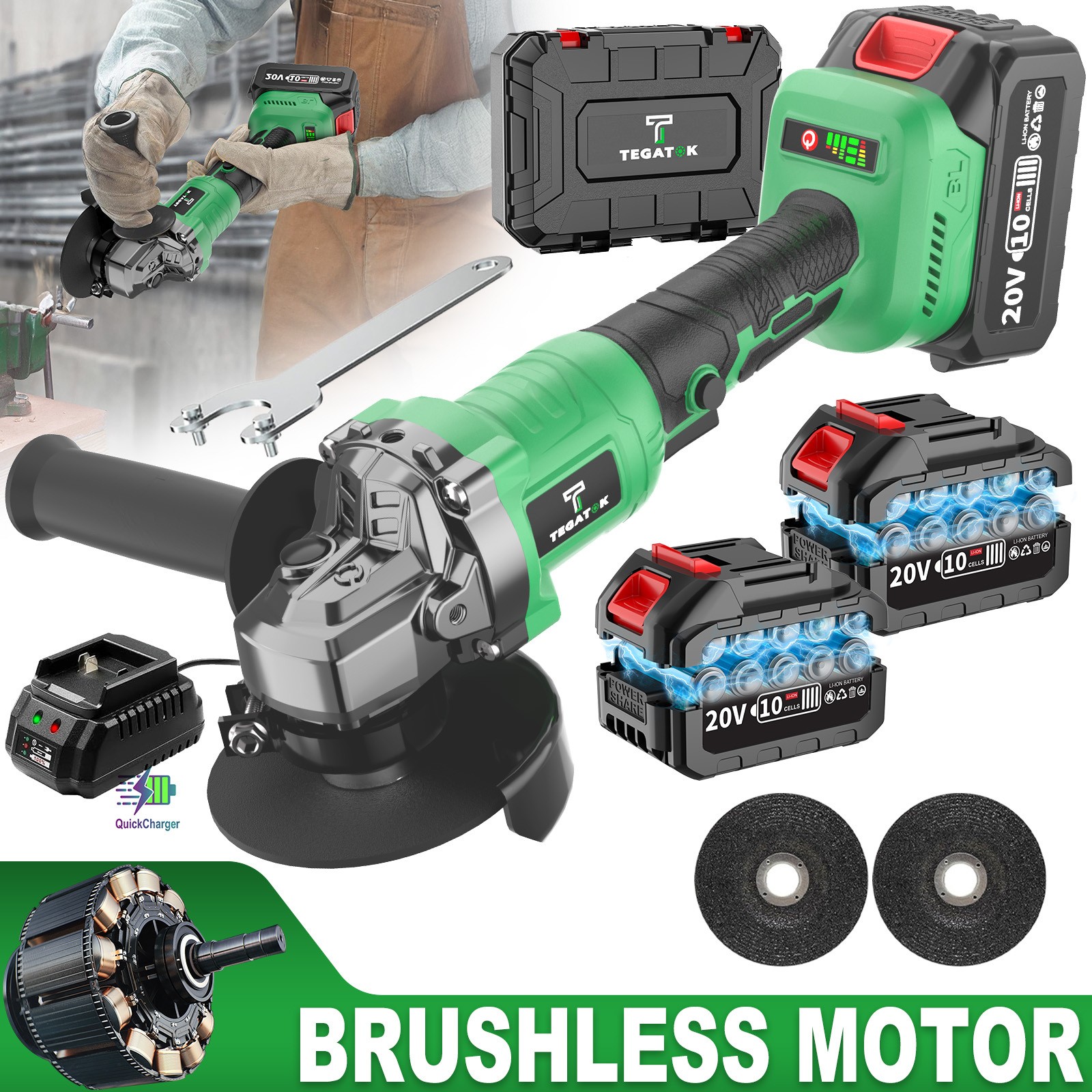 20V New Rechargeable Angle Grinder, Multifunctional Handheld Angle Grinder
