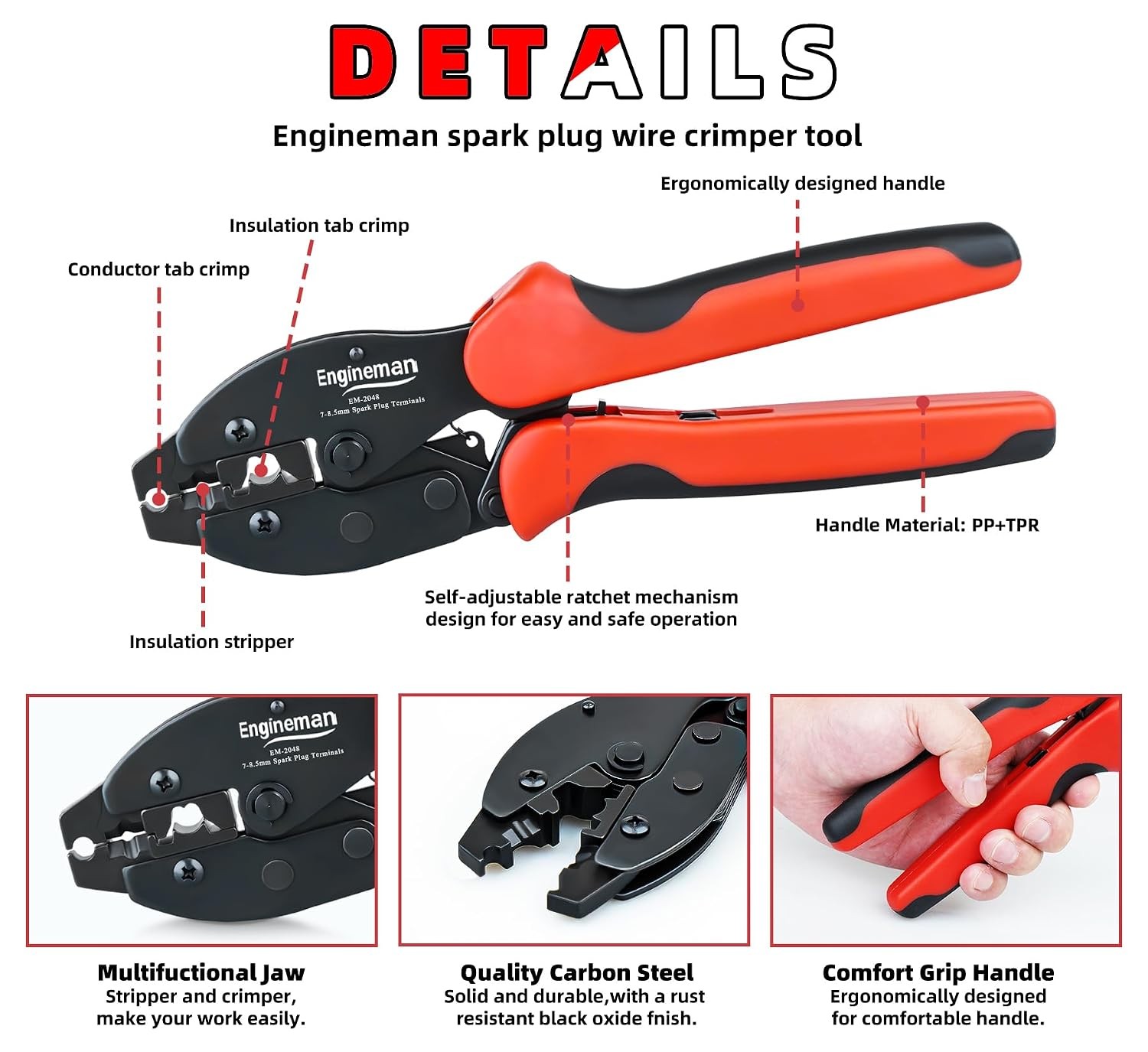 Spark Plug Wire Crimping Tool Kit EM 2048 Crimp Pliers Spark Plug Stripping
