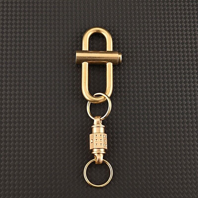 EDC Solid Brass Insert Buckle Gimbal Ring Portable Double Keychain Pendant Tool