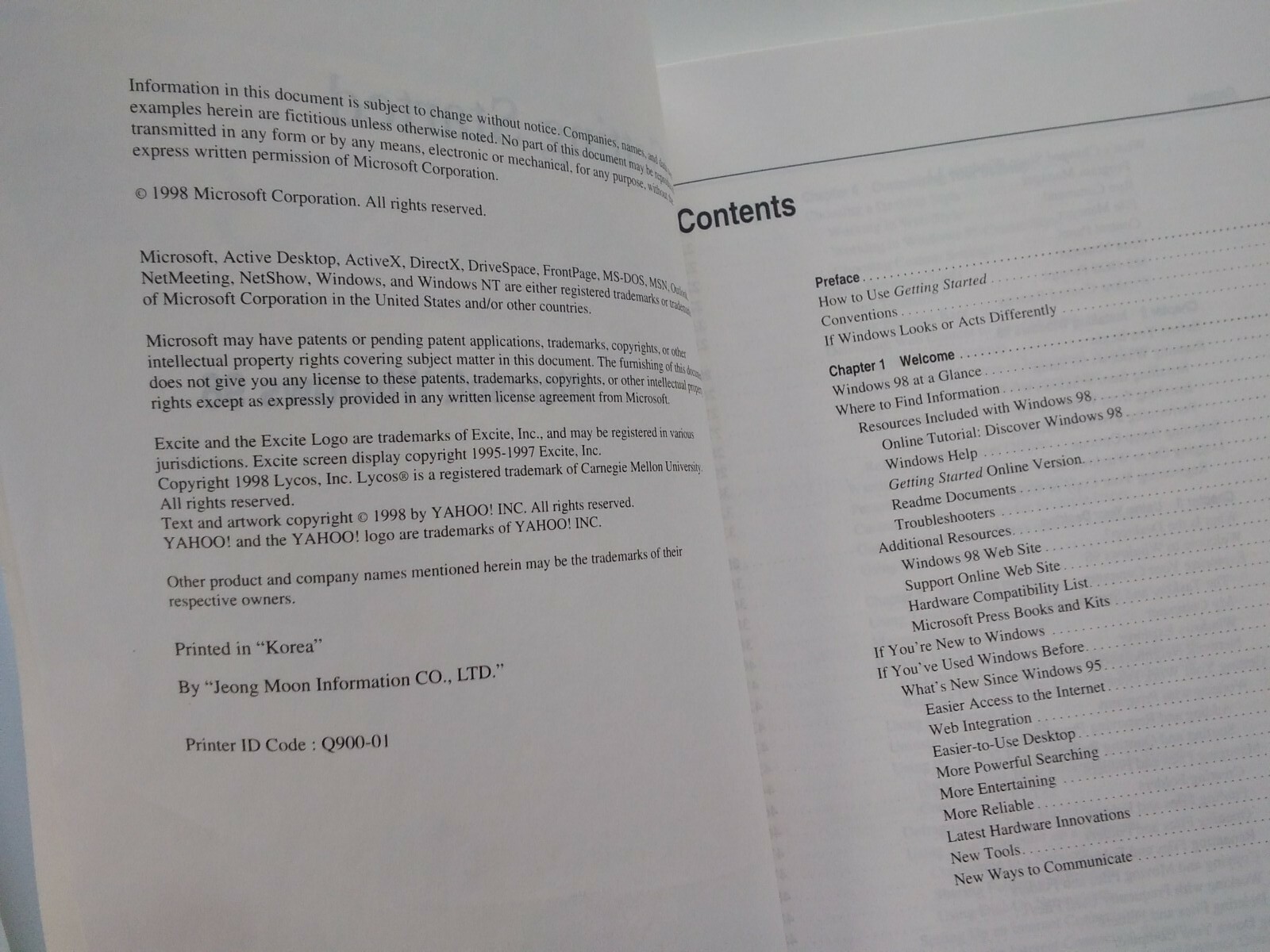 MICROSOFT Windows 98 Guide Getting Started Original OEM 1998 Manual Book