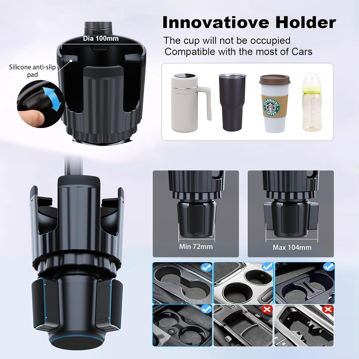 Cup Holder Tablet Mount, Ipad Cup Holder Car Mount with Adjustable Arm for Table
