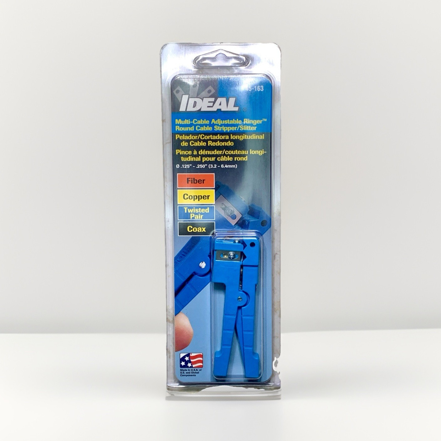 IDEAL 45-163 Adjustable Blade Ringer Cable Stripper Fiber Coax Copper NEW Sealed
