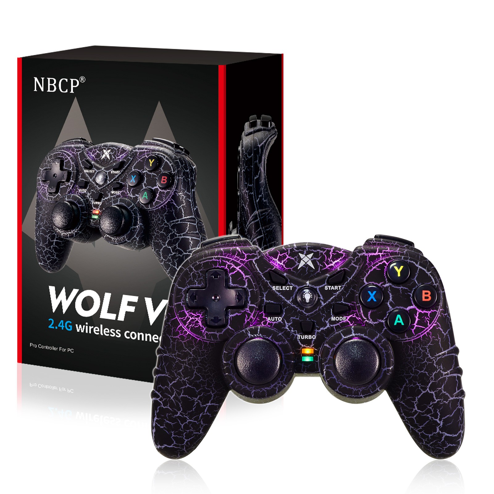 2.4GHz RF Wireless Gaming Controller LED Vibration for PC/PS3