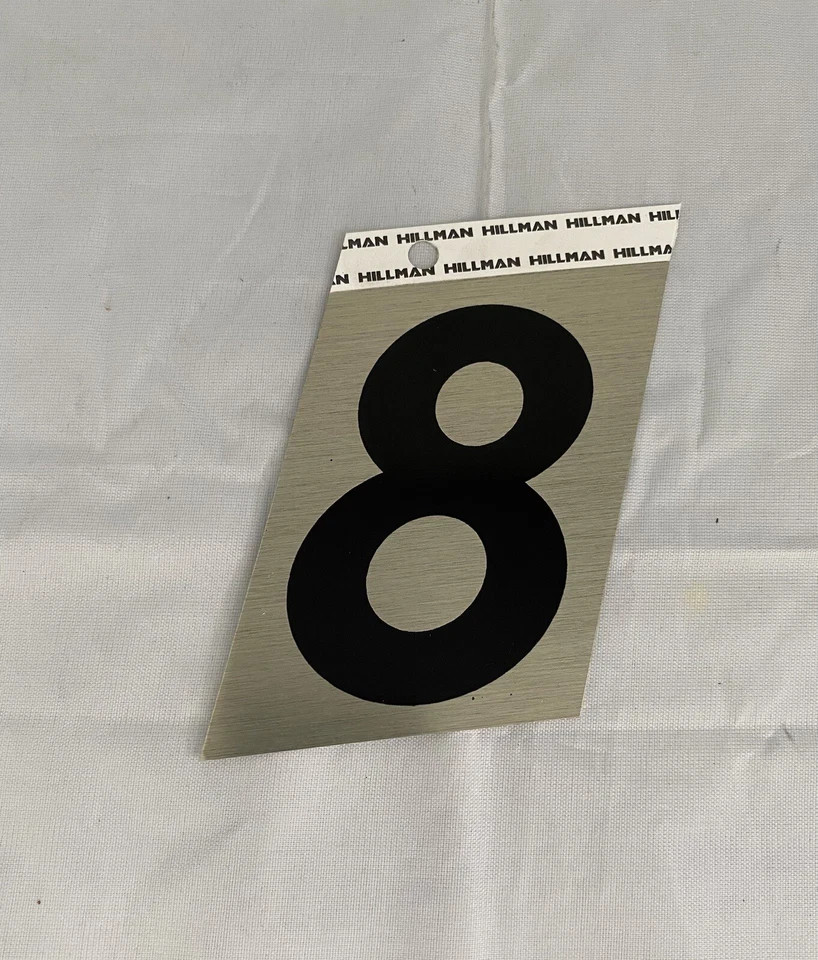 Hillman 3 Inch Adhesive Black & Gold Aluminum House Number 8