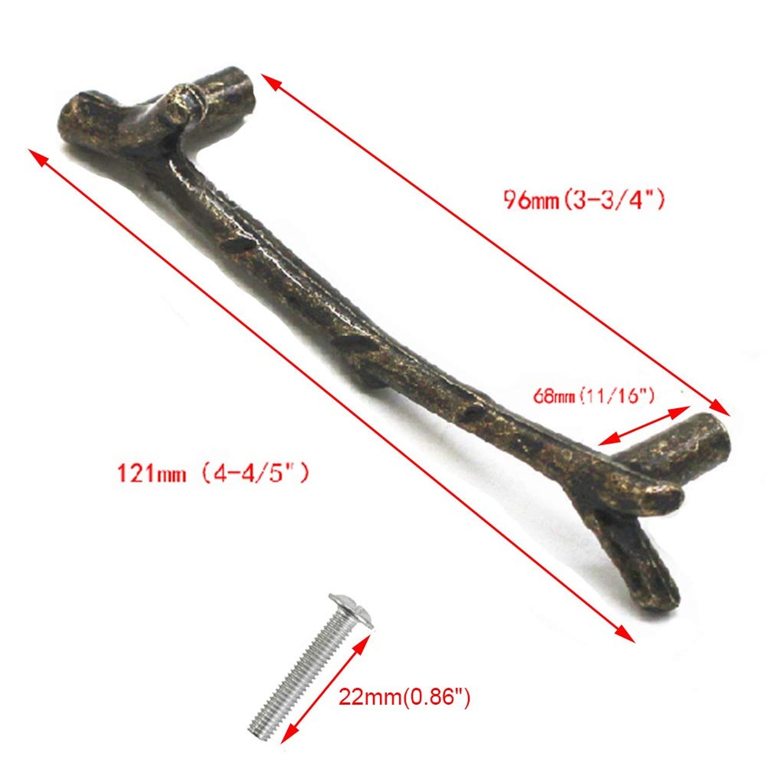 AchNau 10x Cabinet Handle Pulls Wardrobe Drawer Door Cupboard Knobs Twig Hole...