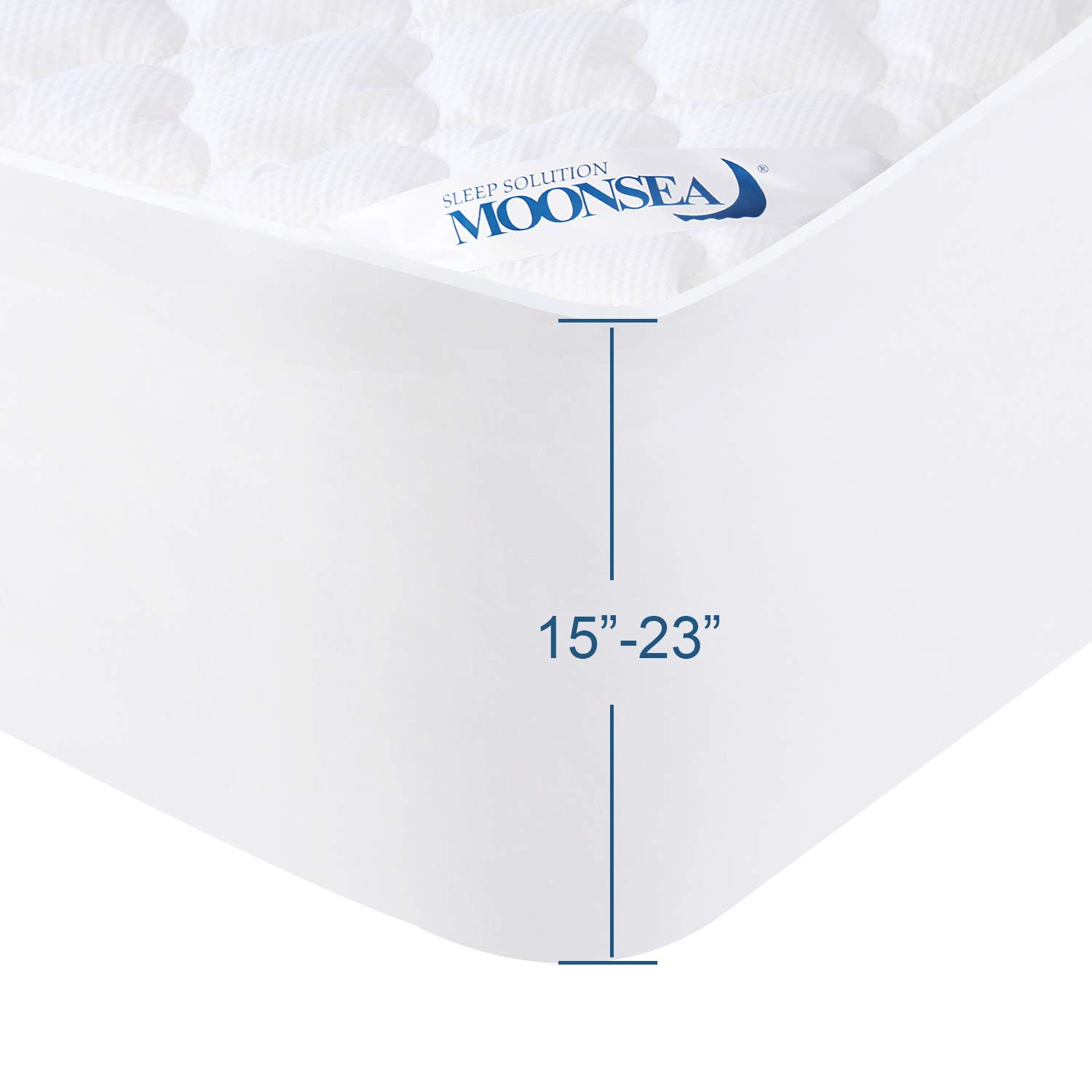 Short Queen Mattress Topper Thick Quilted 15"-23" Deep, White