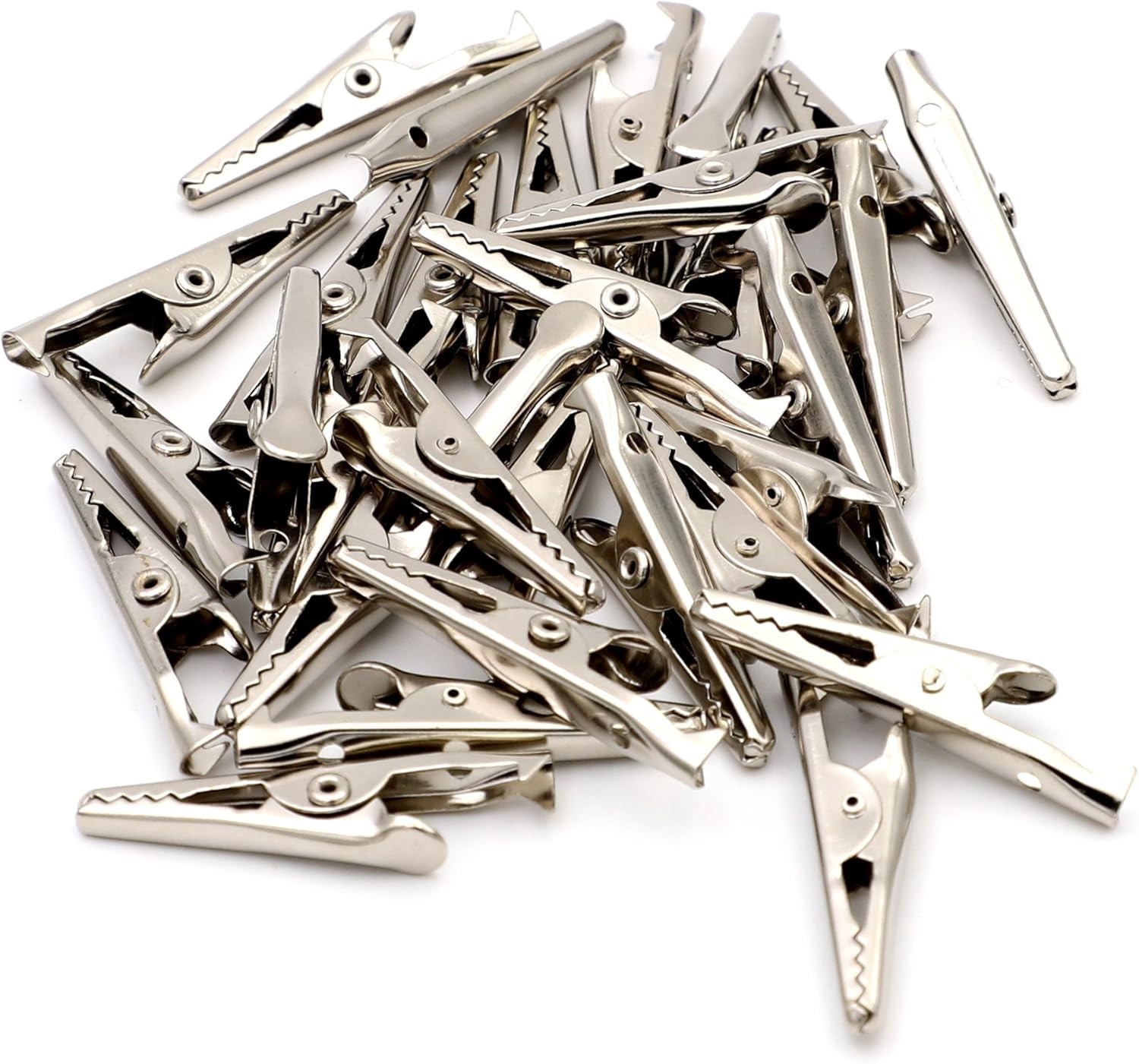 125 Pcs 1.4 Inches / 35 mm Nickel Plated Steel Alligator Clip Crocodile Clamps