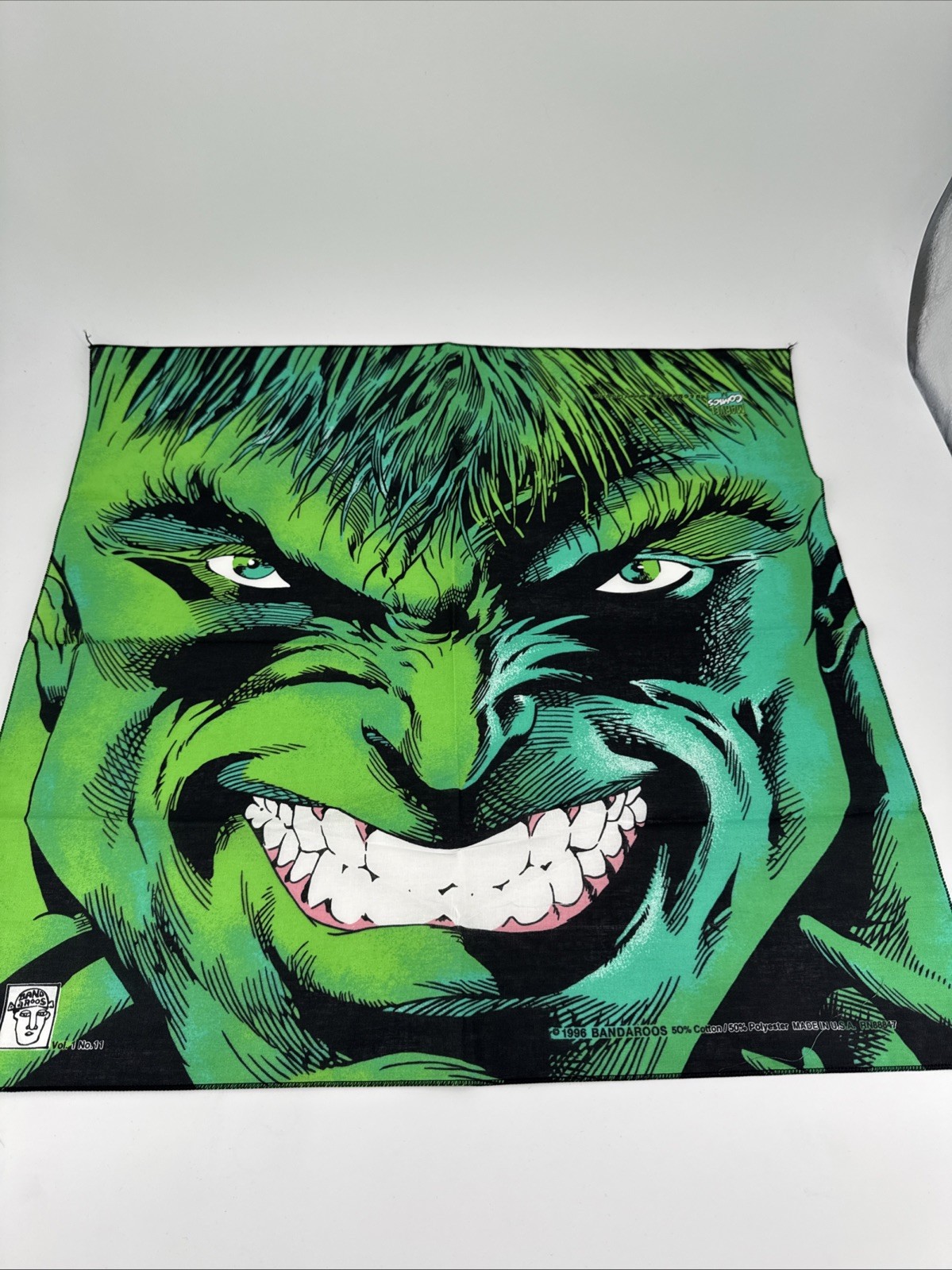 Vintage Incredible Hulk Bandana Bandaroos Handkerchief 90s Marvel 1993