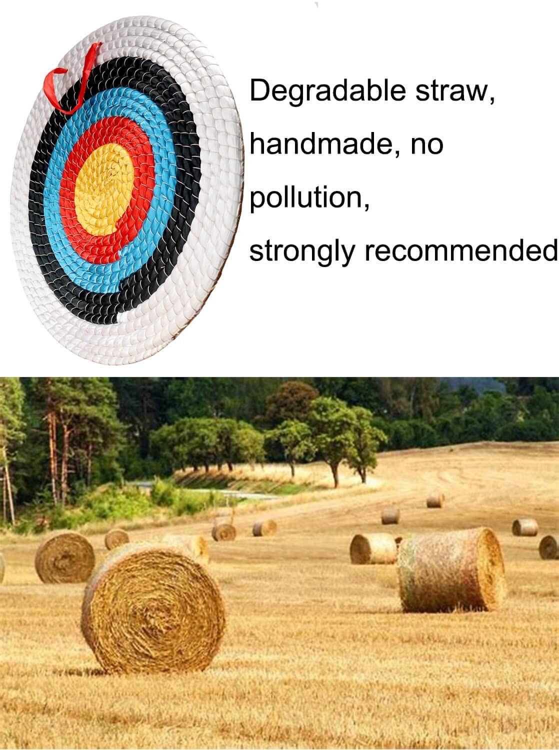20" Straw Archery Target for Recurve, Compound & Longbow - Backyard Practice for
