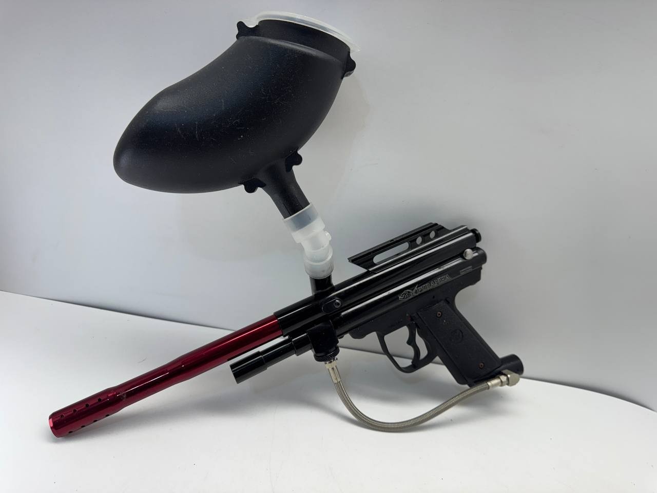 PMI Piranha STS Paintball Marker CNN02668 Mechanical Gun w/ Hopper & Red Barrel